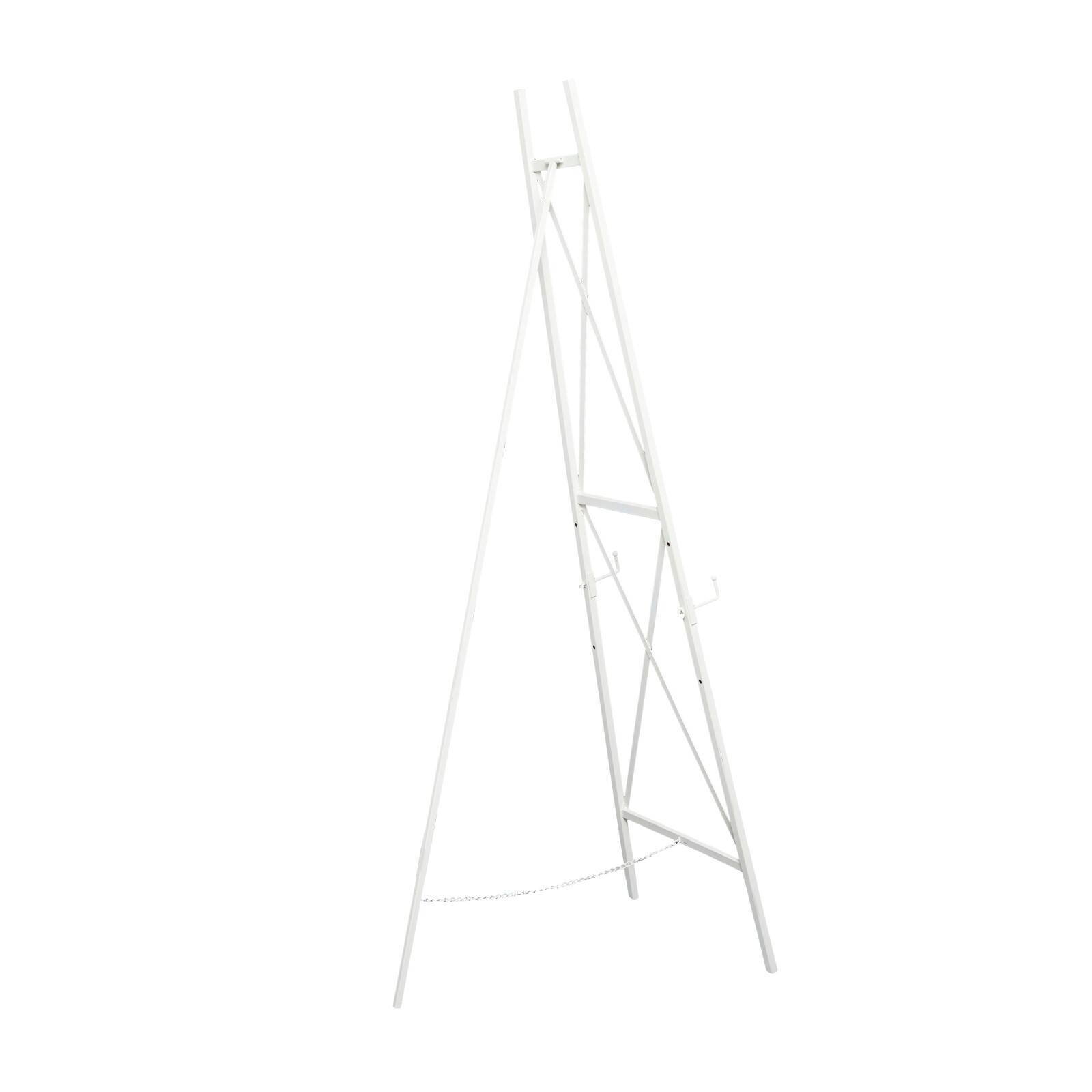 64" White Metal Adjustable Minimalist Floor Easel with Chain Support