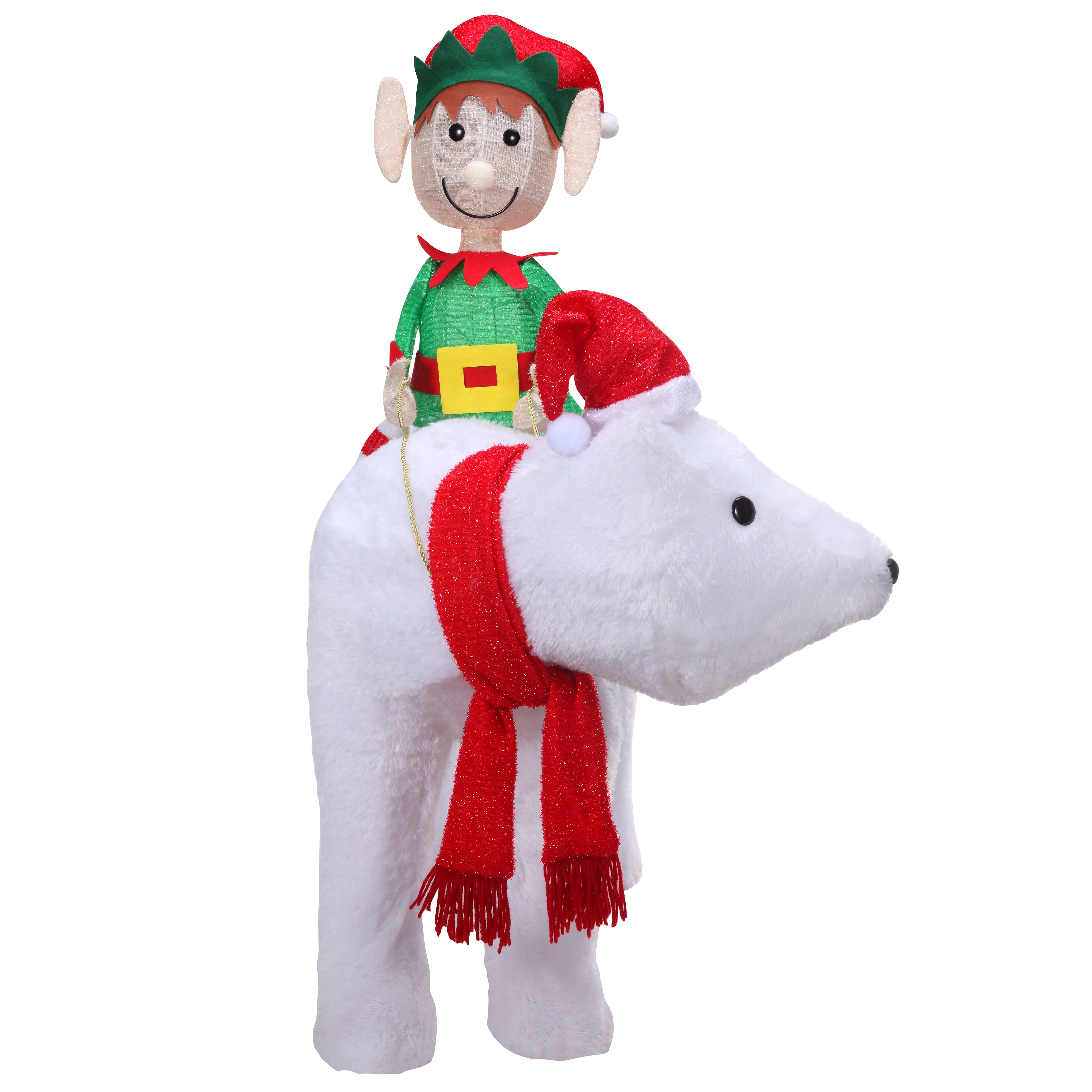 Haute Decor 31.5" Christmas Elf & Polar Bear Pre-Lit LED Yard Décor