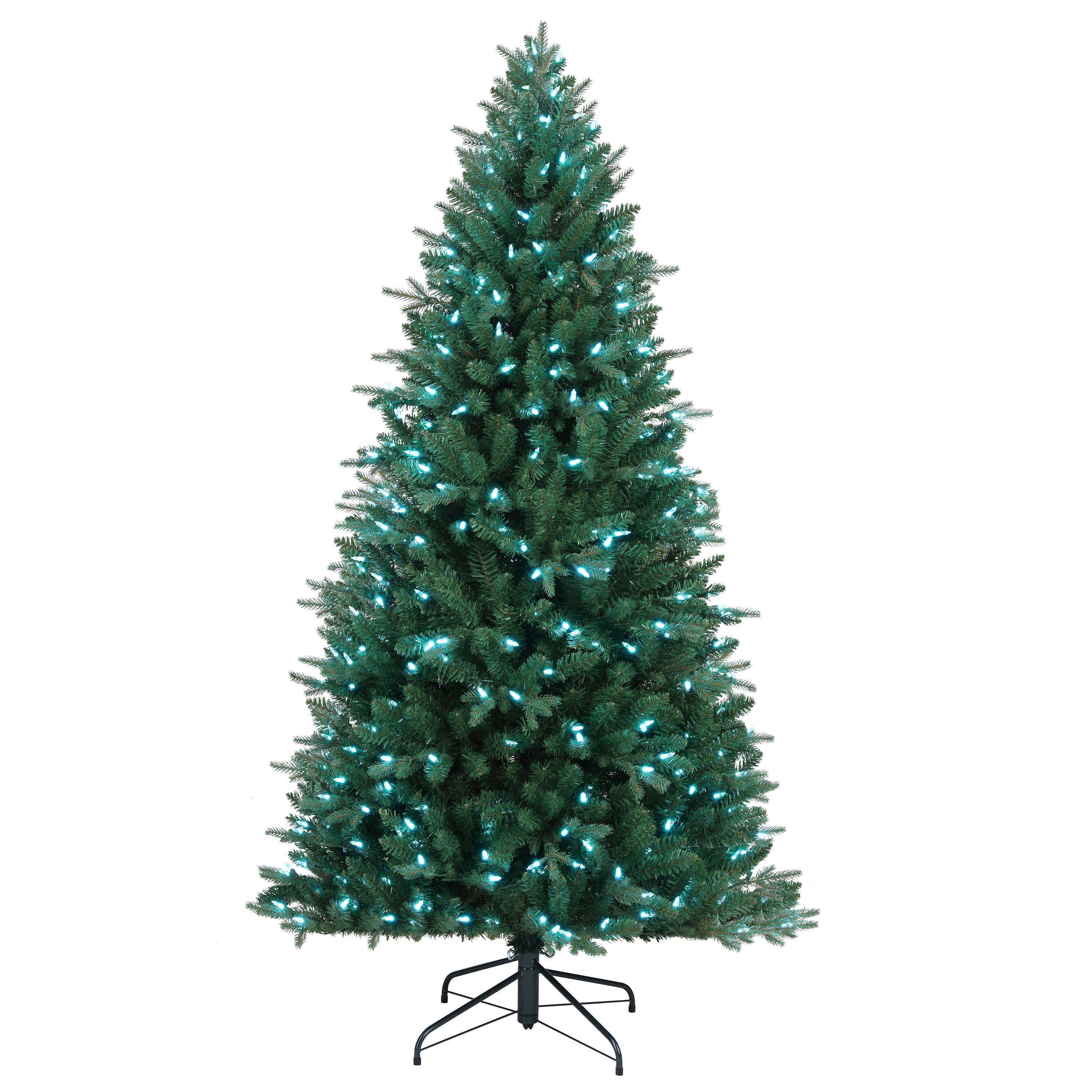 6.5ft. Pre-Lit Alexa Enabled Mountain Fir Artificial Christmas Tree, Multicolor LED Lights