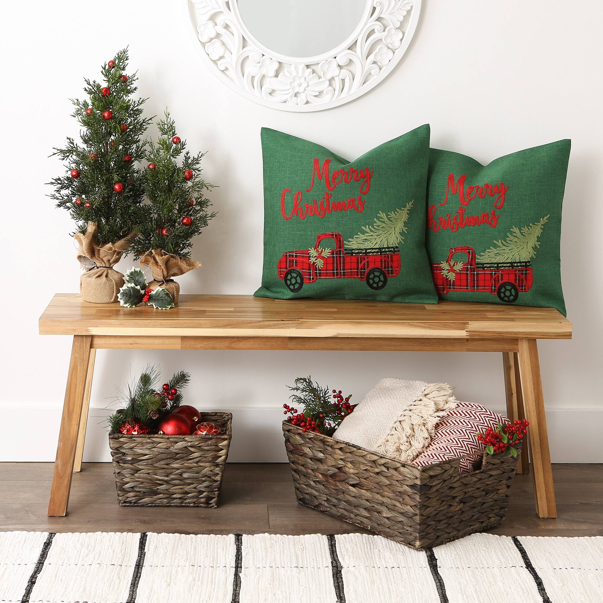 DII® Merry Christmas Truck Embroidered Pillow Cover Set