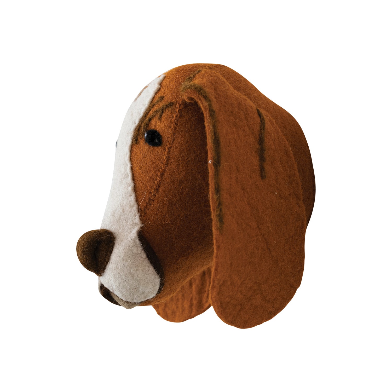 Hello Honey® 7.5" Brown & Cream Handmade Wool Felt Dog Head Wall Hanging