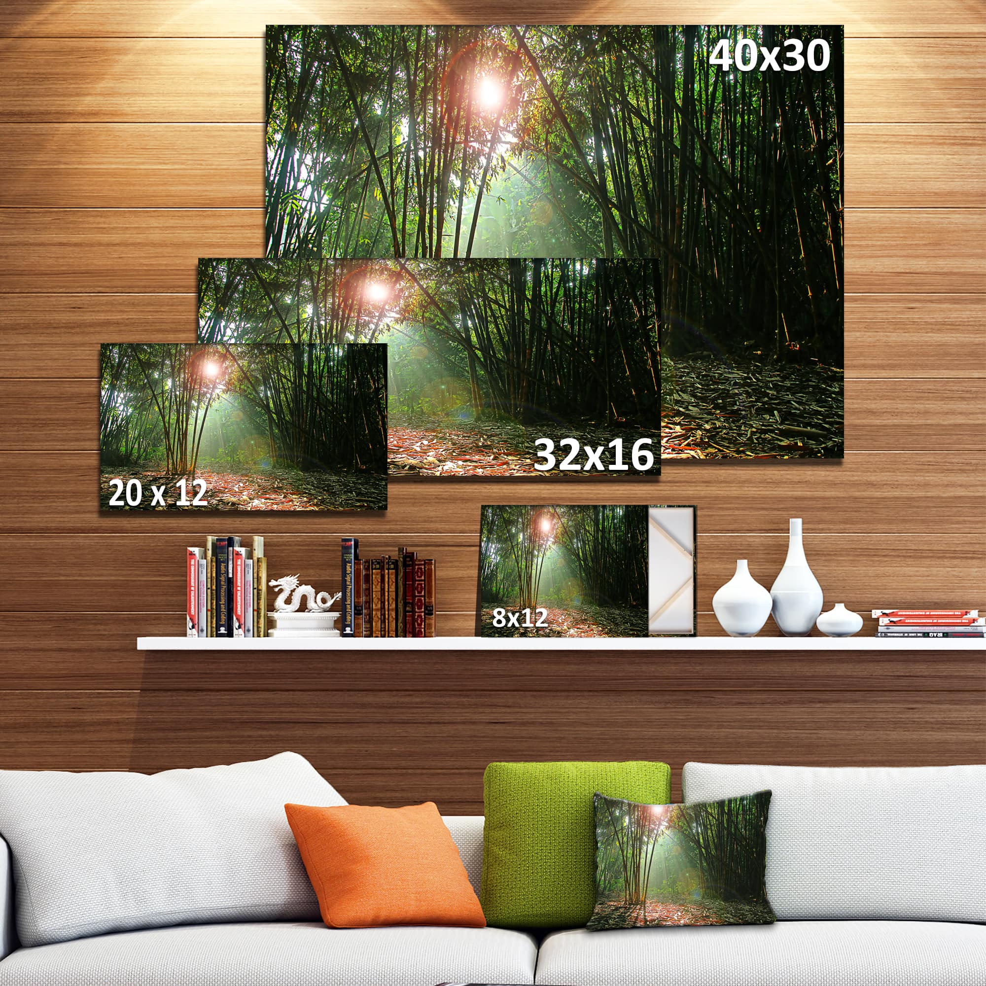 Designart - Amazing Green Forest at Sunset - Landscape Canvas Art Print