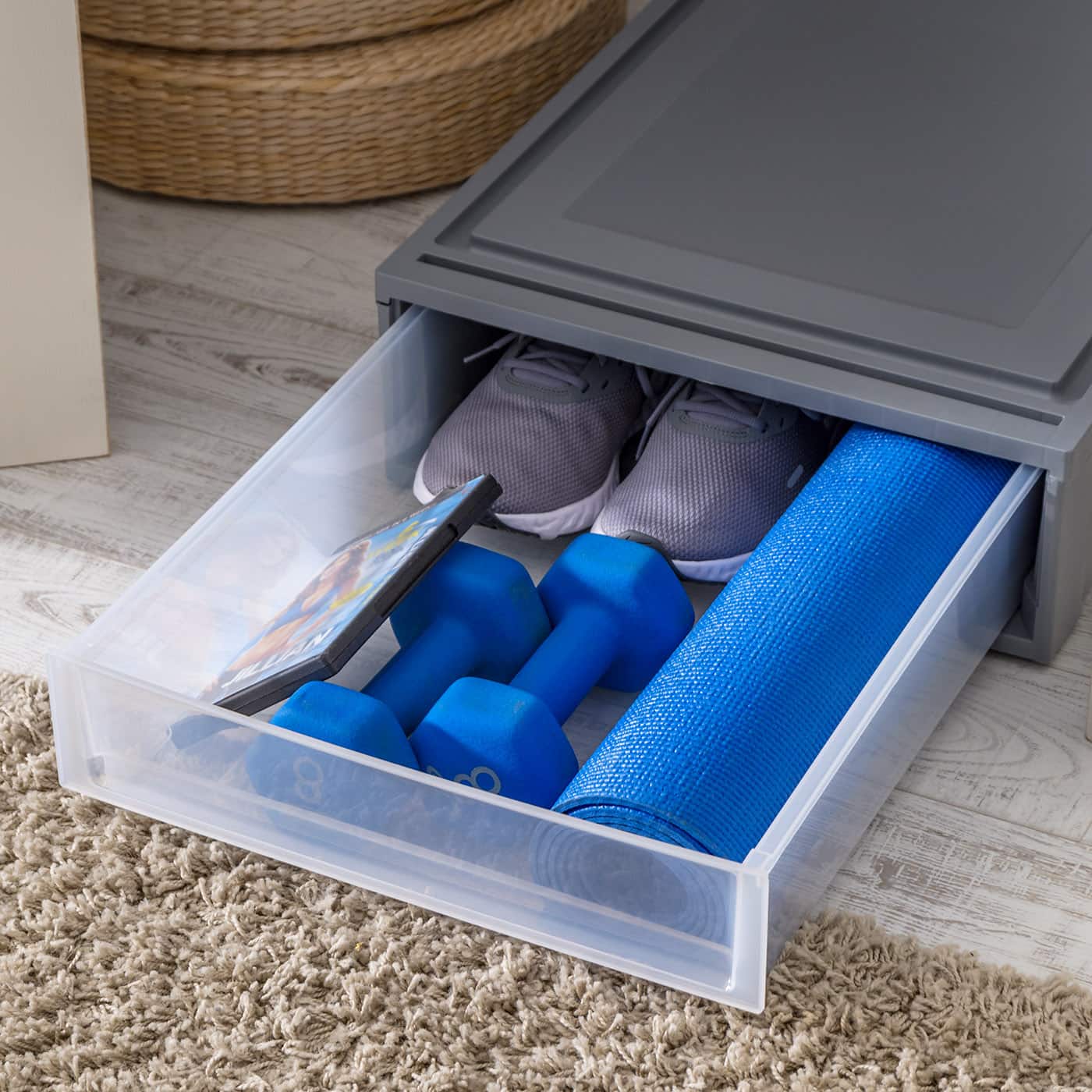IRIS&#xAE; 27.5qt. Gray &#x26; Clear Underbed Storage Drawer