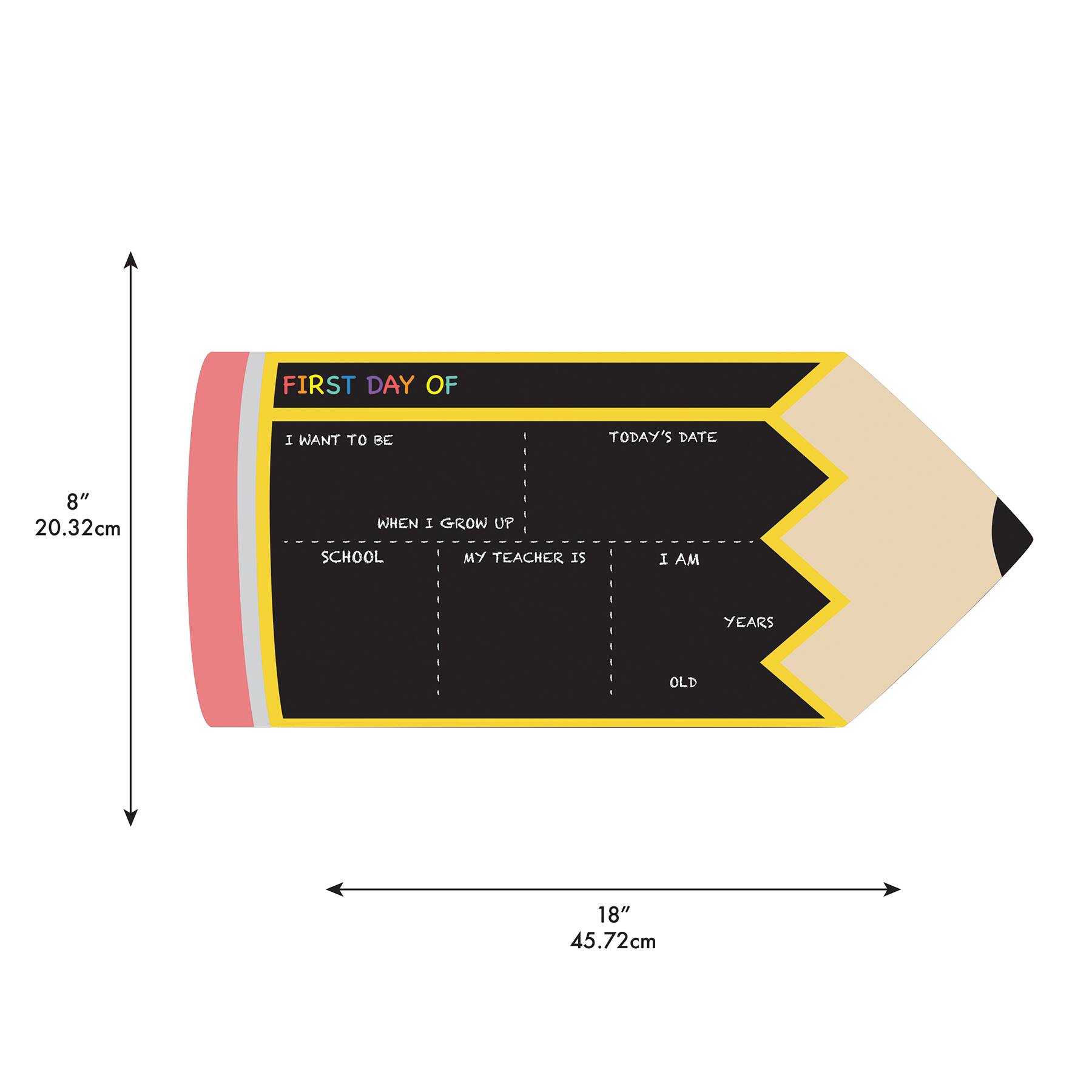 RoomMates Last or First Day of School Pencil Double-Sided Chalkboard
