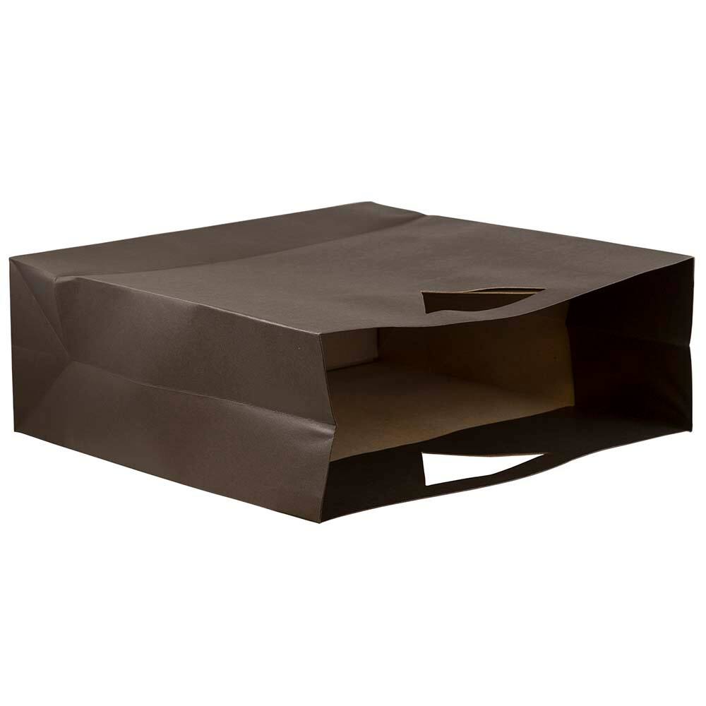 JAM Paper Chocolate Brown Large Heavy Duty Triangular Handle Gift Bags, 3ct.