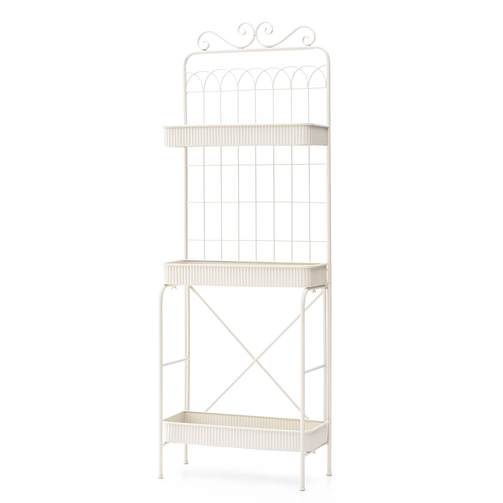 Glitzhome&#xAE; 68&#x22; 3-Tier White Metal Shelf Planter Stand