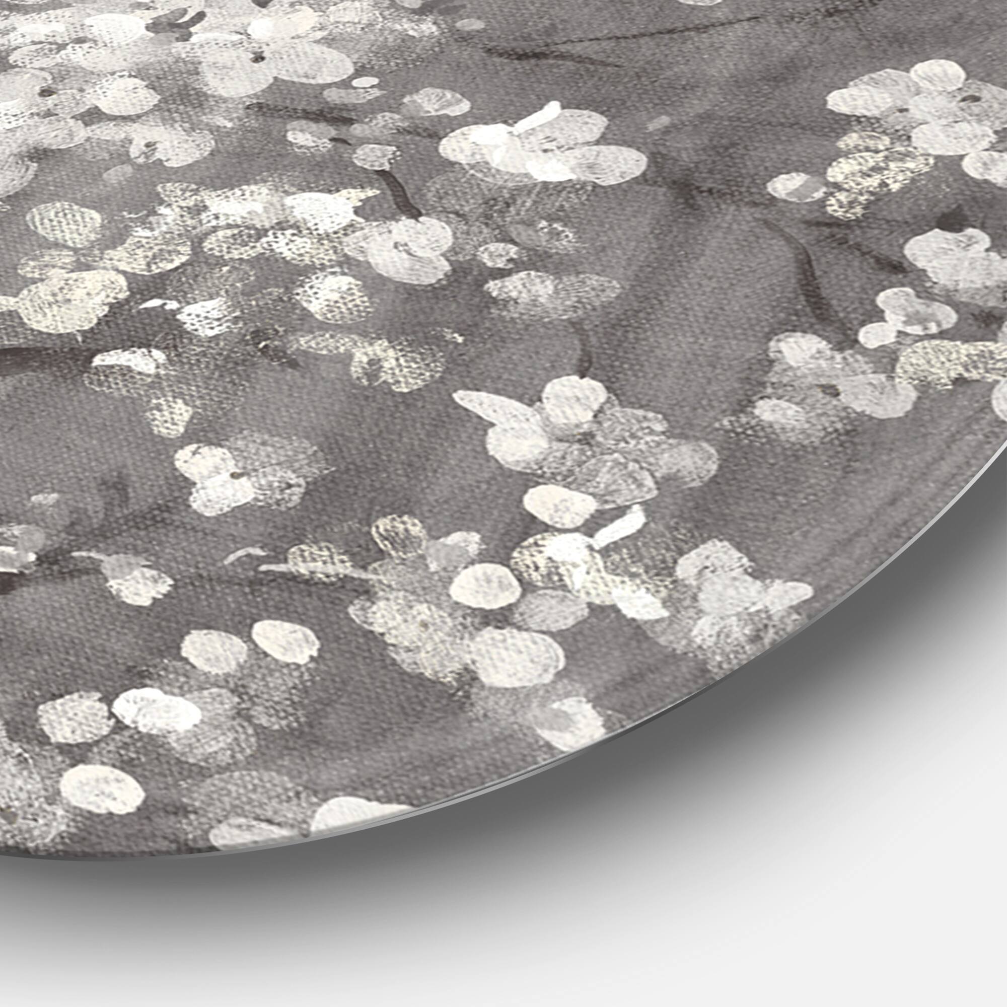 Designart - White Cherry Blossoms I - Farmhouse Metal Circle Wall Art