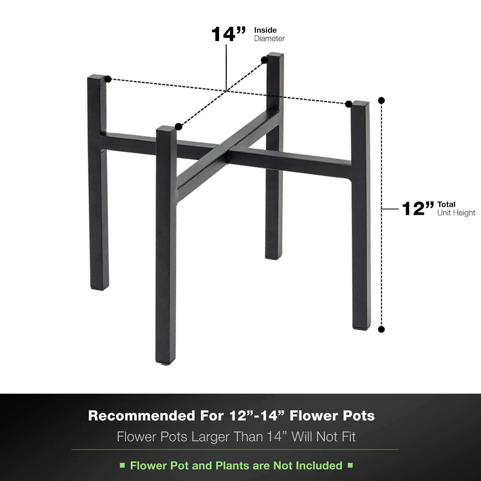 Sorbus 14" Black Mid Century Style Plant Stand