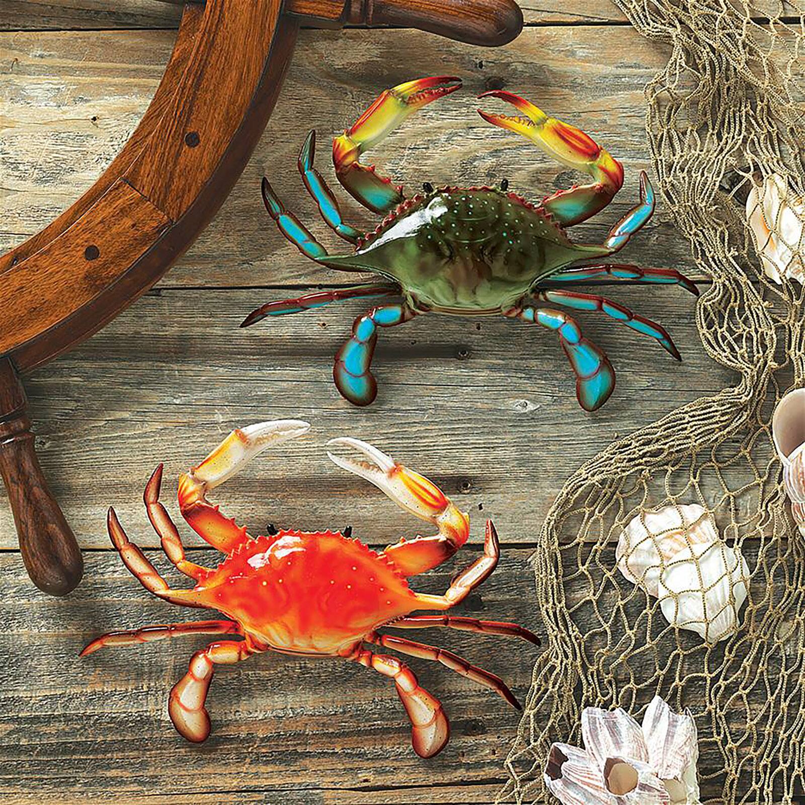Design Toscano Green & Orange Tropical Crab Wall Sculptures Set