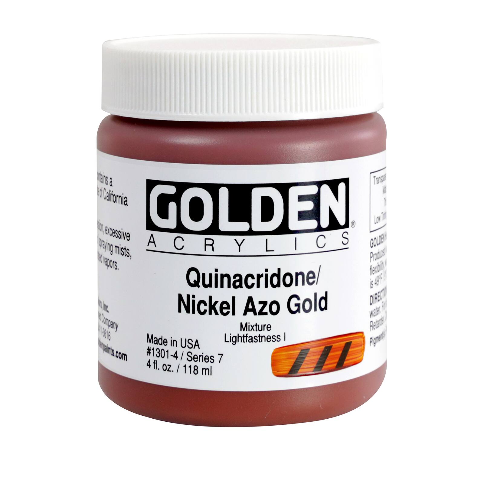Golden Heavy Body Acrylics, 4 oz Paint in Quinacridone Nickel Azo Gold