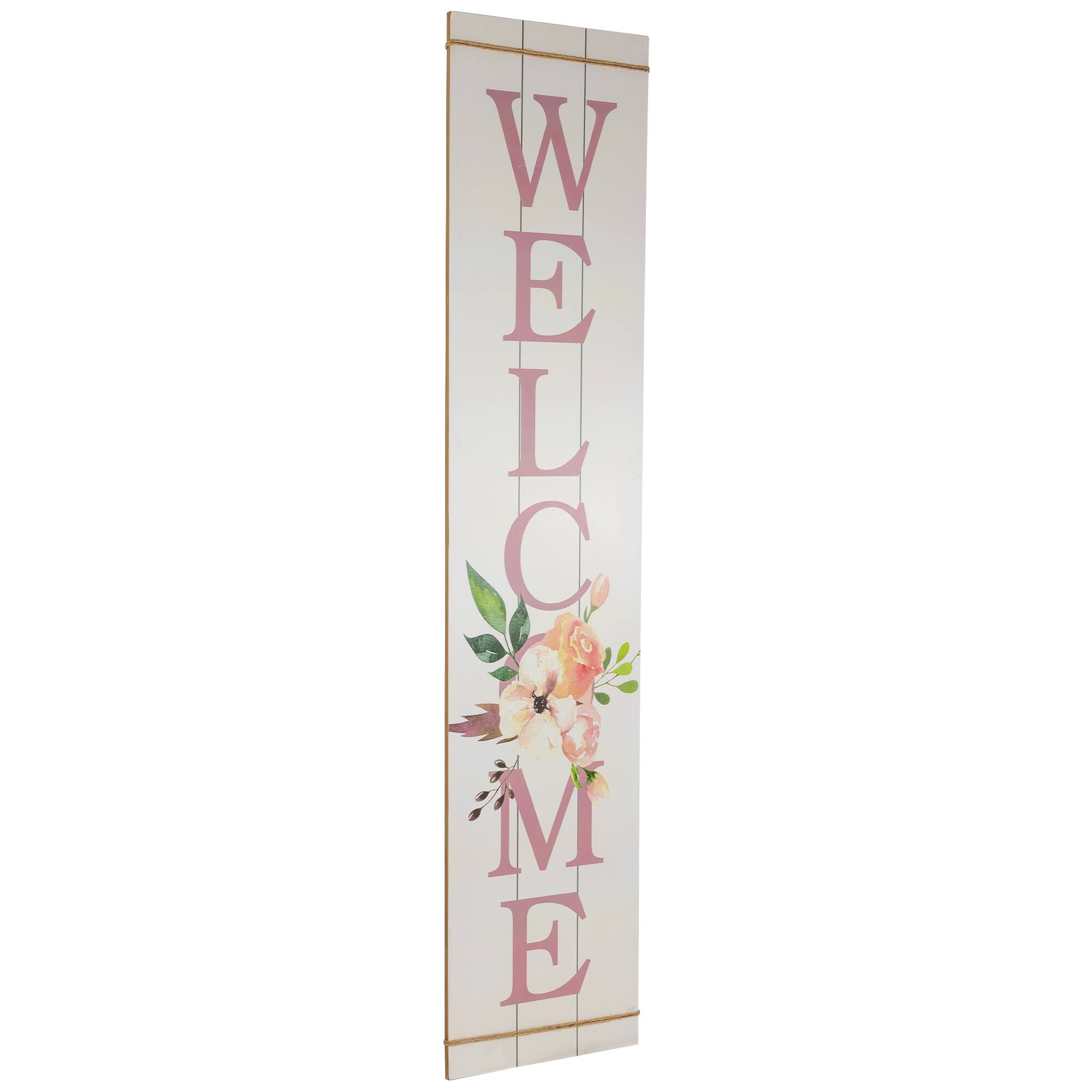 4ft. Floral Welcome Wooden Spring Wall Sign