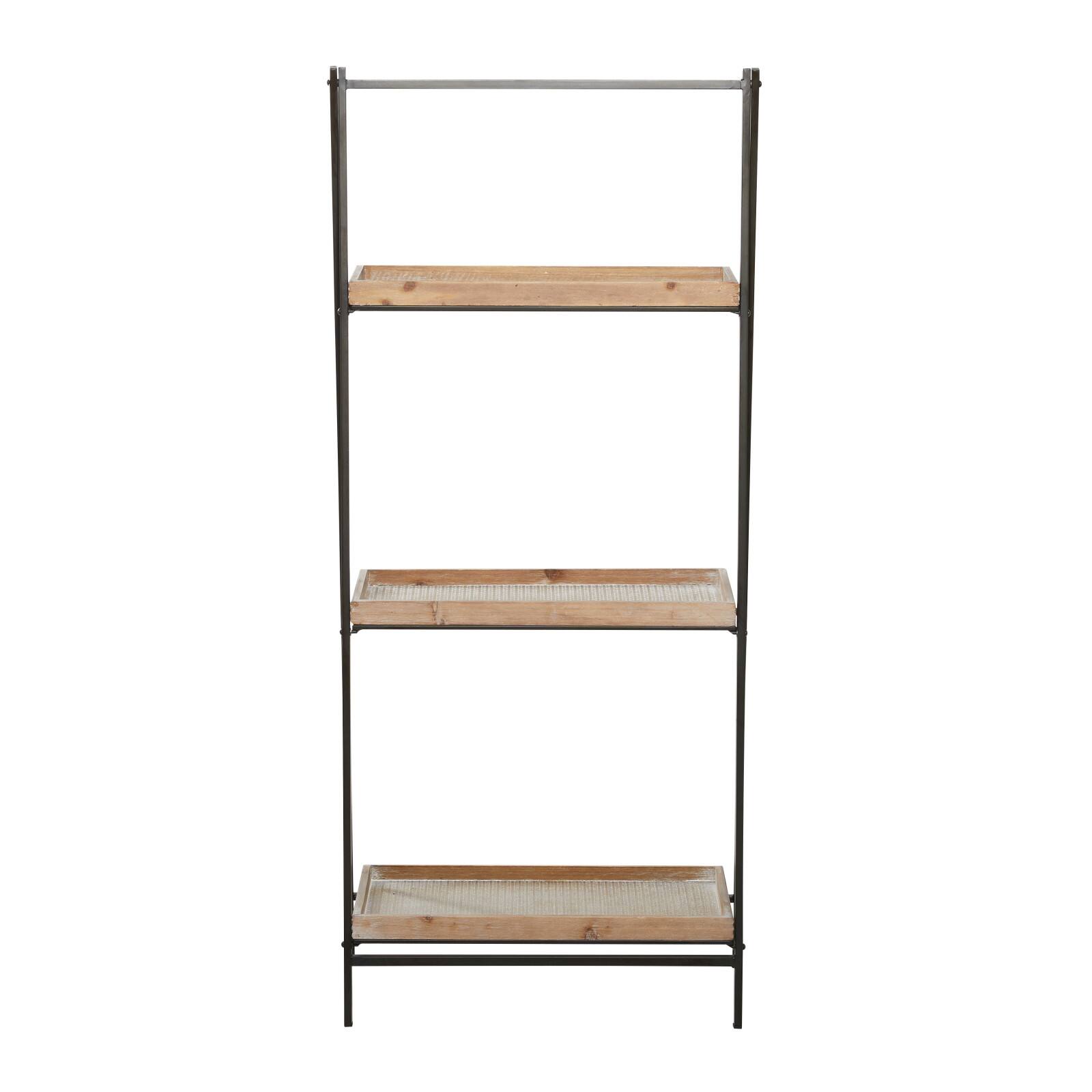 Brown Wood Industrial Wall Shelving Unit, 47 " x 21 " x 12 "