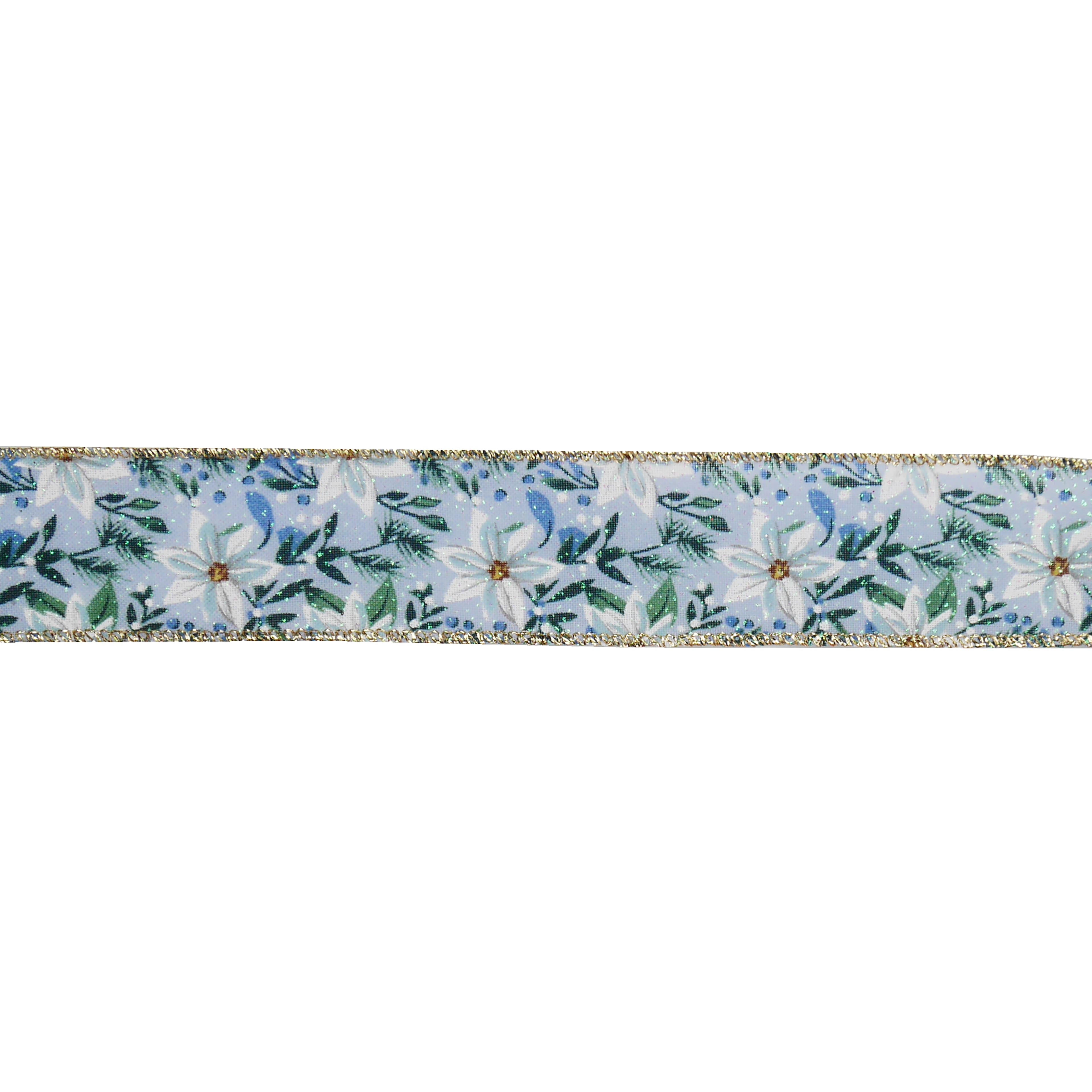 1.5" x 30ft. Light Blue Floral Wired Taffeta Ribbon by Celebrate It®