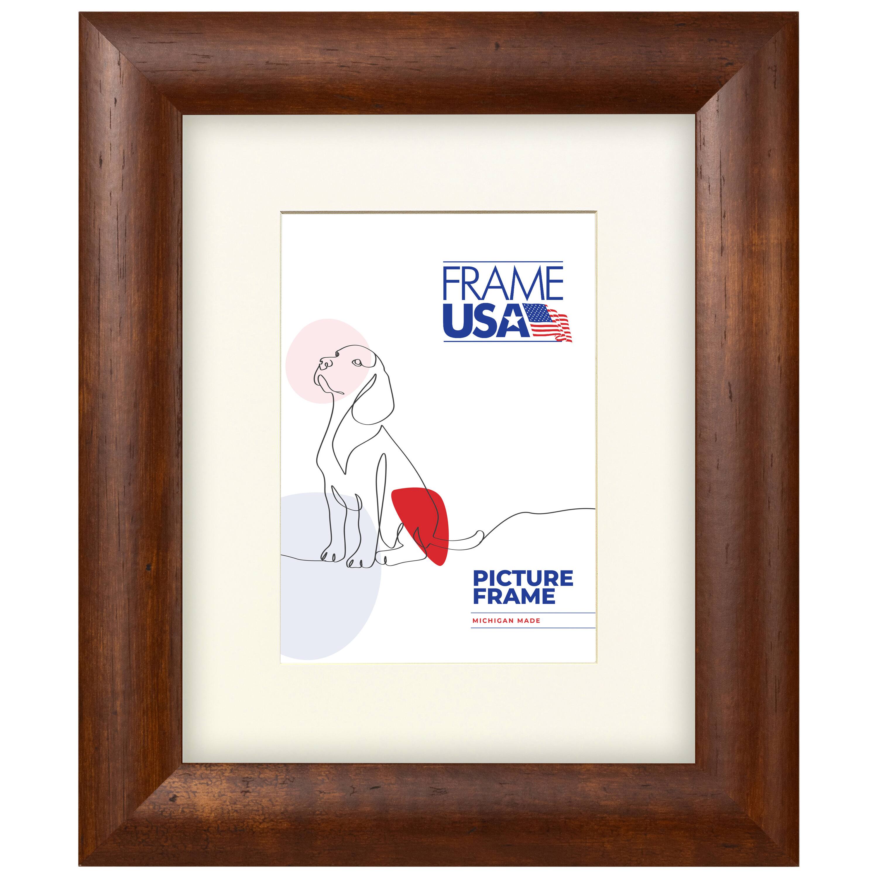 Frame USA Honey Rounded Brown Single Image Picture Frame with Mat