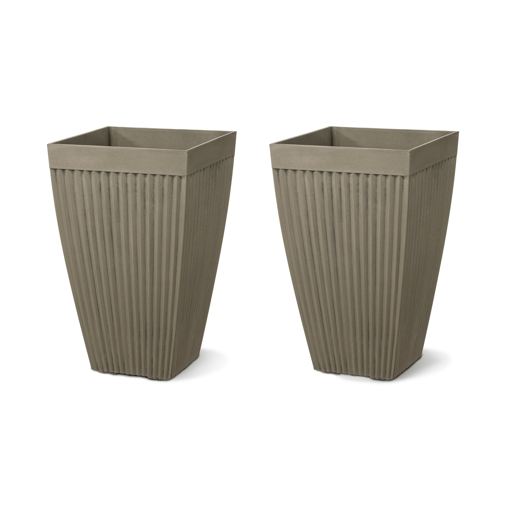 Glitzhome&#xAE; 23&#x22; Eco-Friendly Oversized Faux Concrete Square Fluted Pot Planters, 2ct.