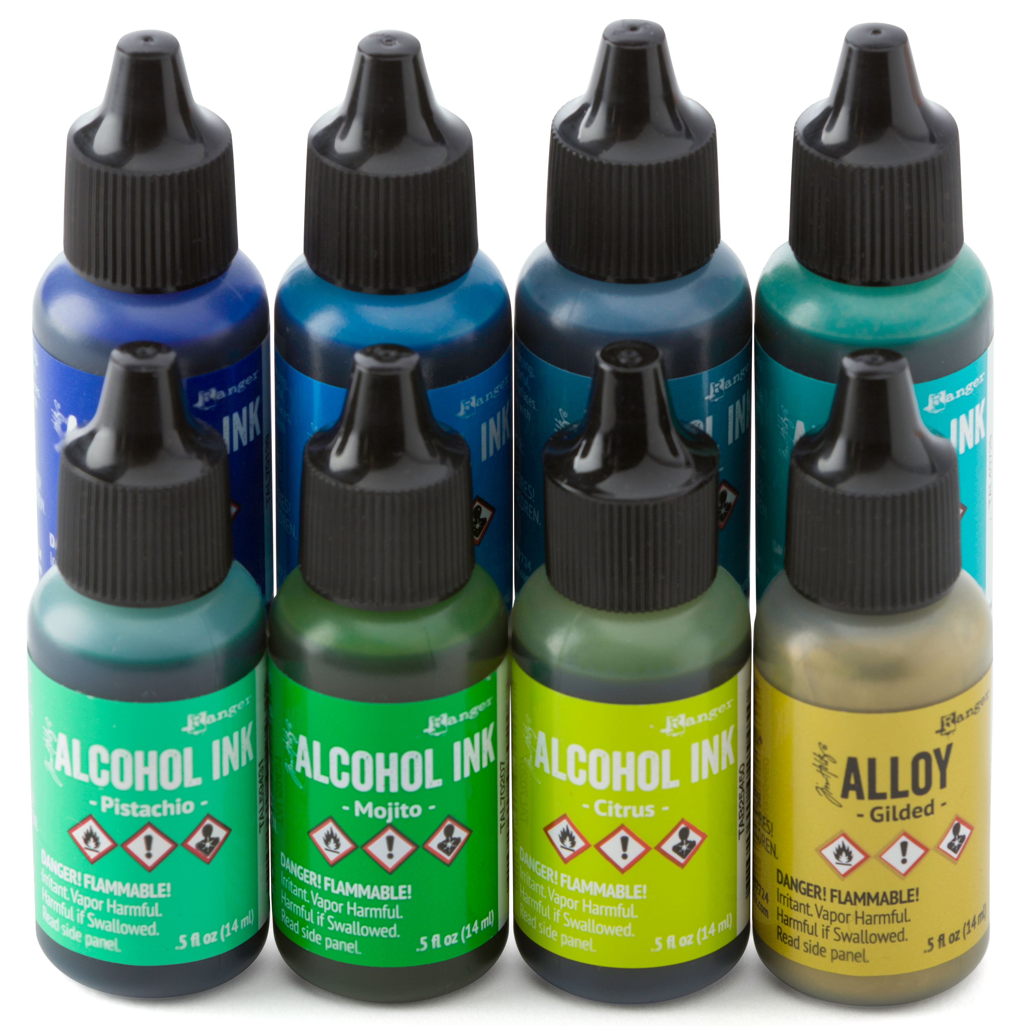 6 Packs: 8 ct. (48 total) Tim Holtz® Greens & Blue Alcohol Ink Set