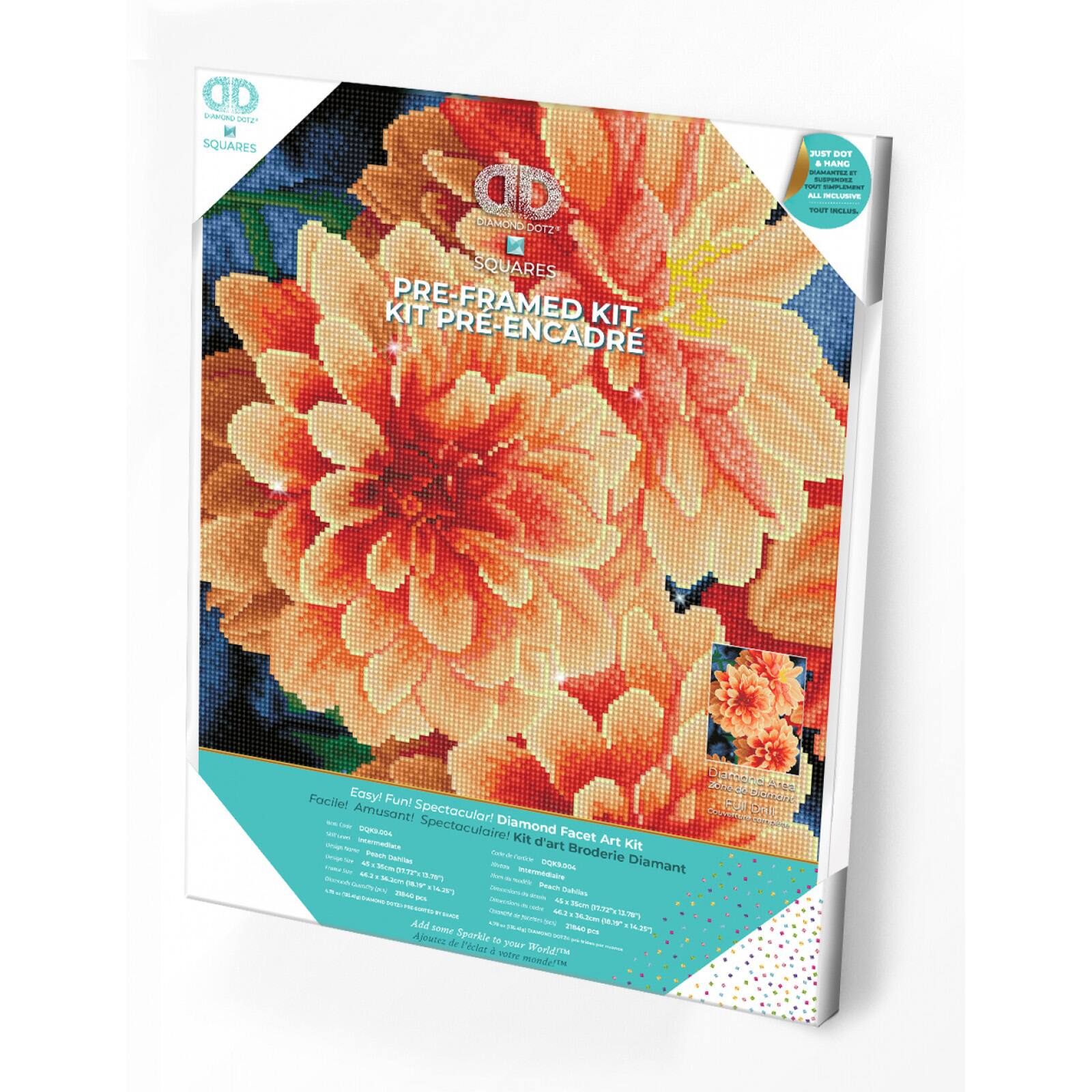 Diamond Dotz&#xAE; Intermediate Peach Dahlias Pre-Framed Diamond Painting Kit