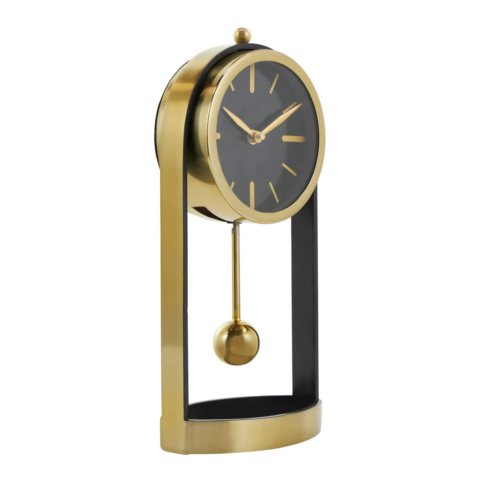 13" Gold Aluminum Tall Clock with Swinging Ball Pendulum