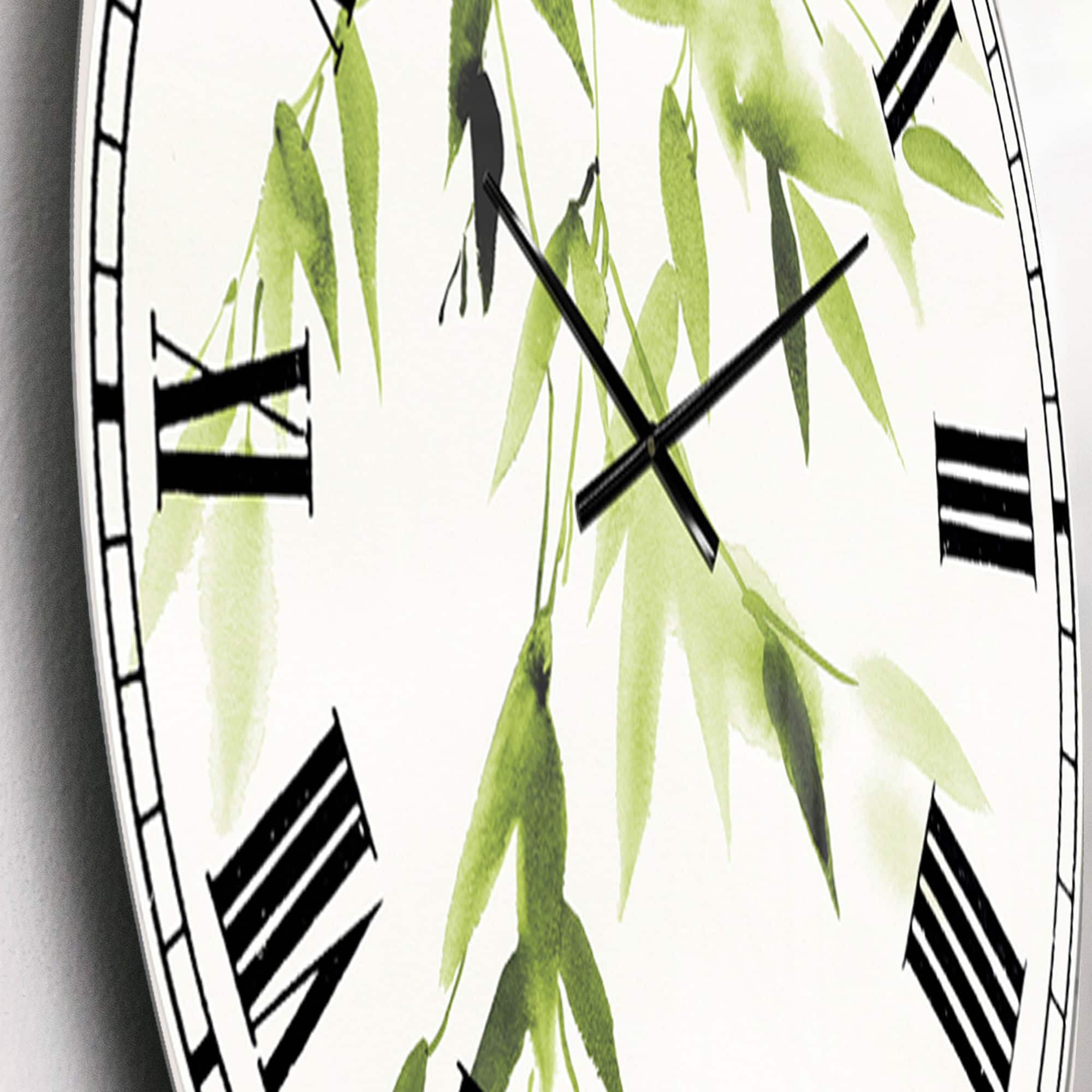 Designart 'Simplist Bamboo Leaves I Lake House Wall Clock