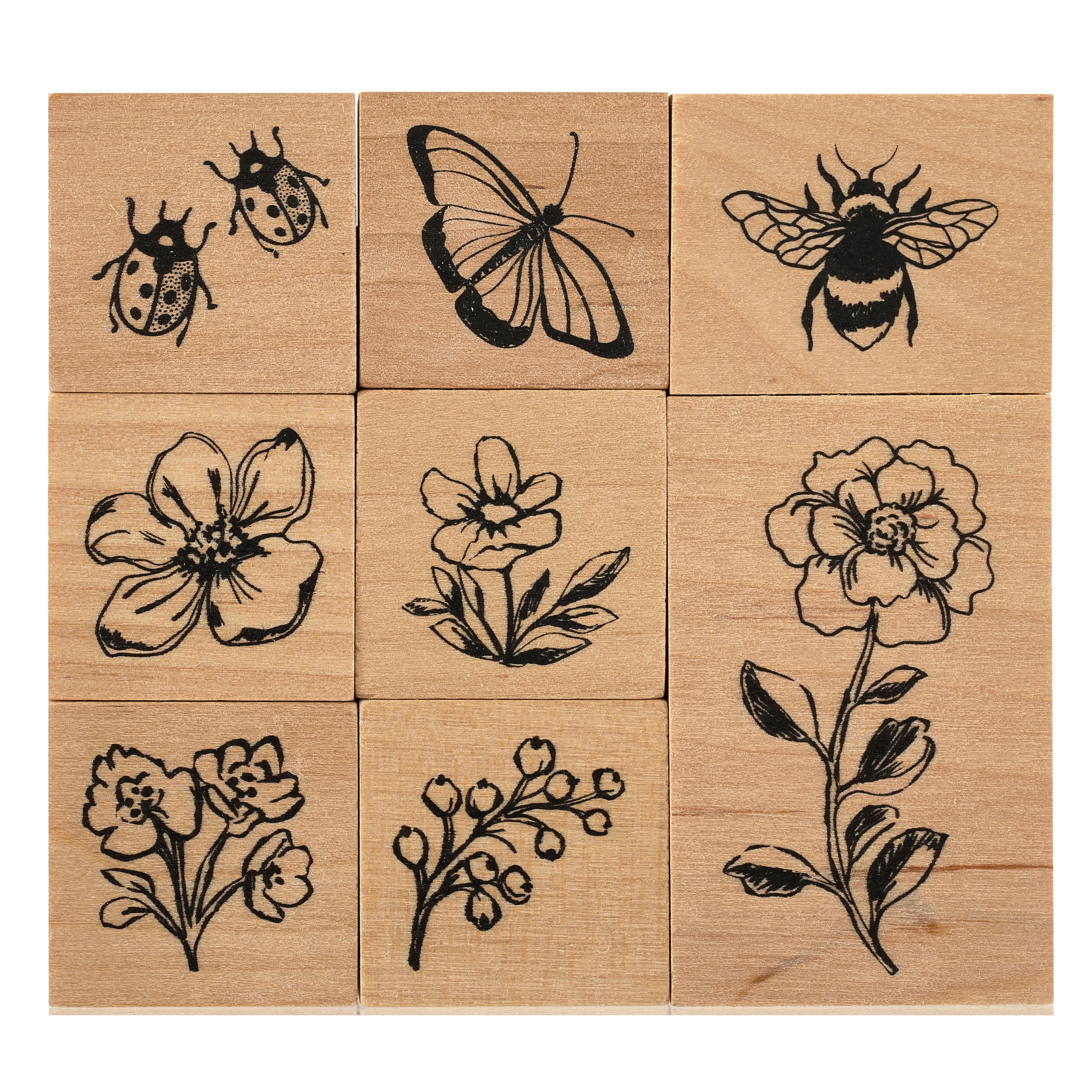 Bee Wooden Rubber Stamp 