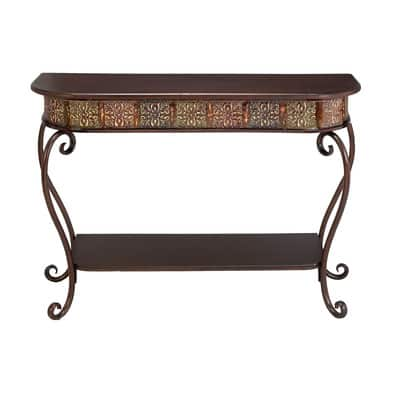 Dark Brown Traditional Metal Console Table, 32