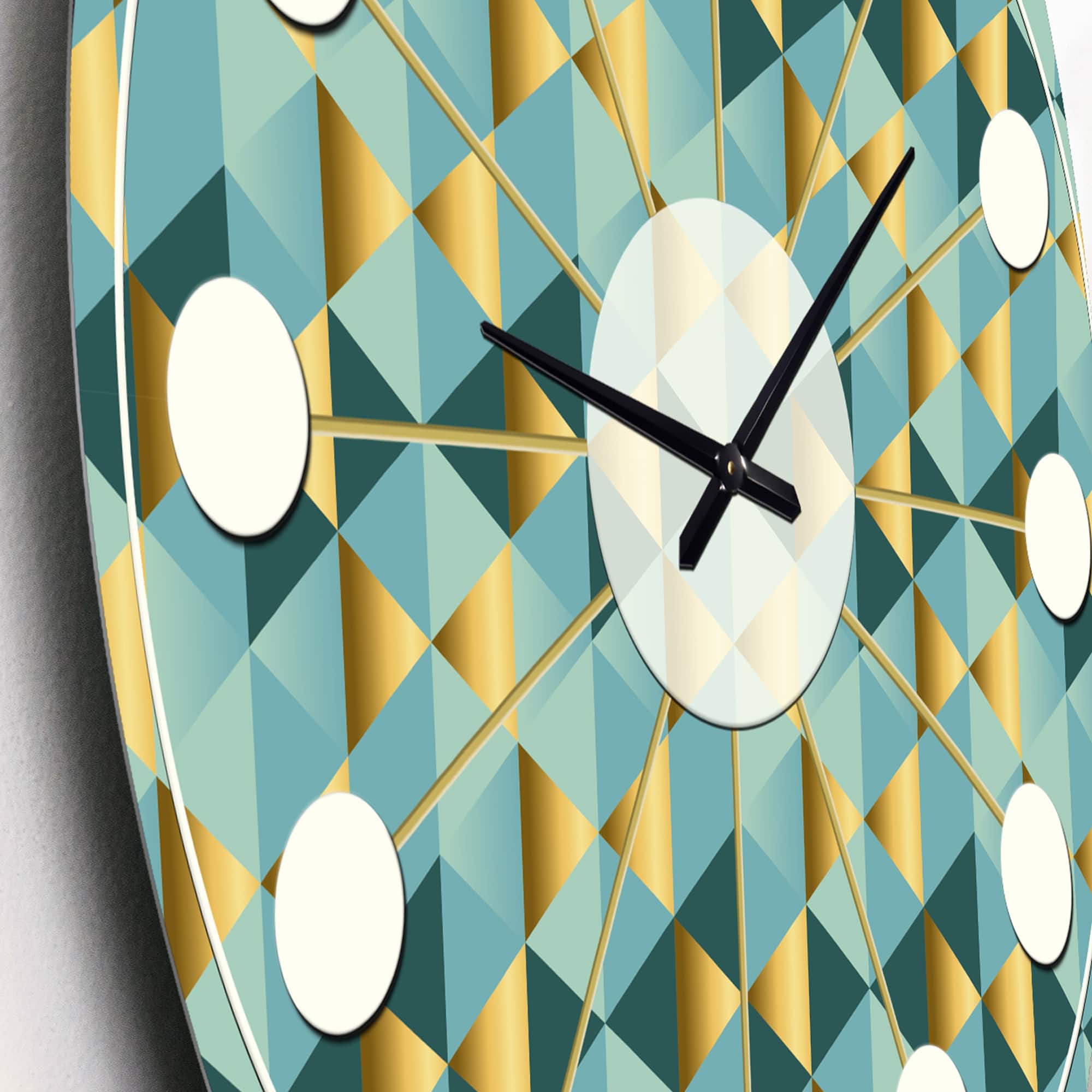 Designart 'Gold And Blue Dynamics V Mid-Century Modern Wall Clock