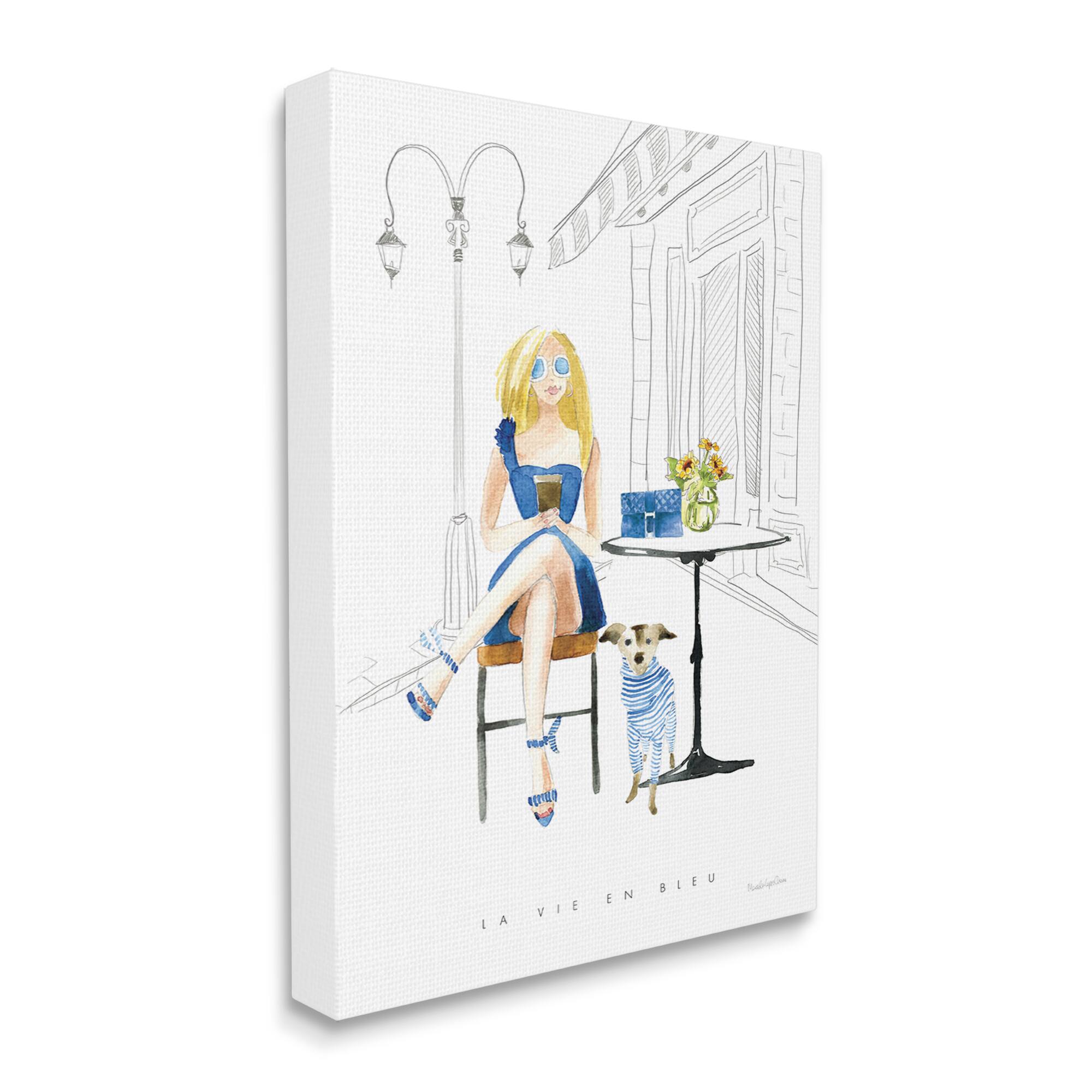 Stupell Industries La Vie En Bleu Parisian Glam Phrase Female Canvas Wall Art