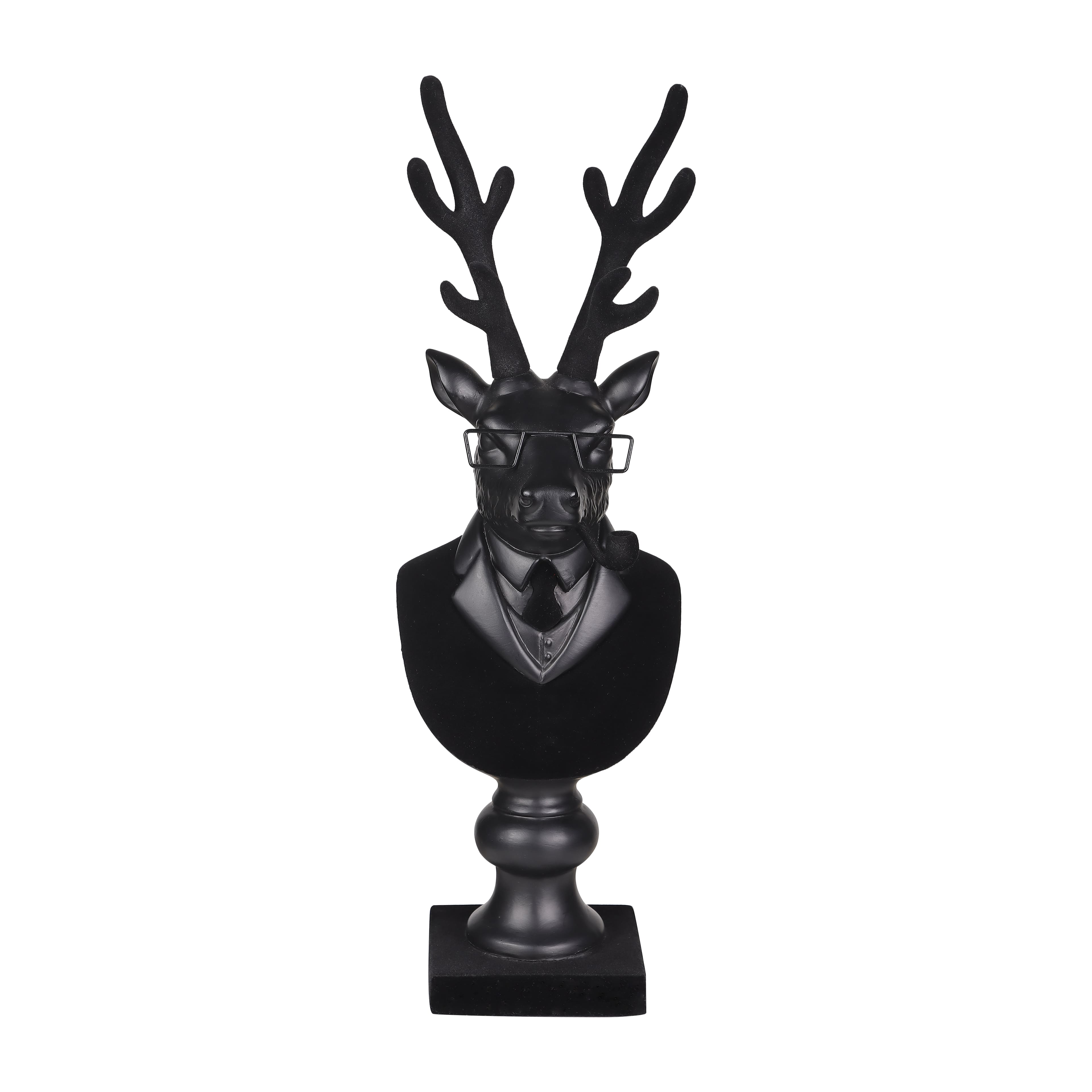 14&#x22; Black Reindeer Bust with Glasses &#x26; Pipe by Ashland&#xAE;
