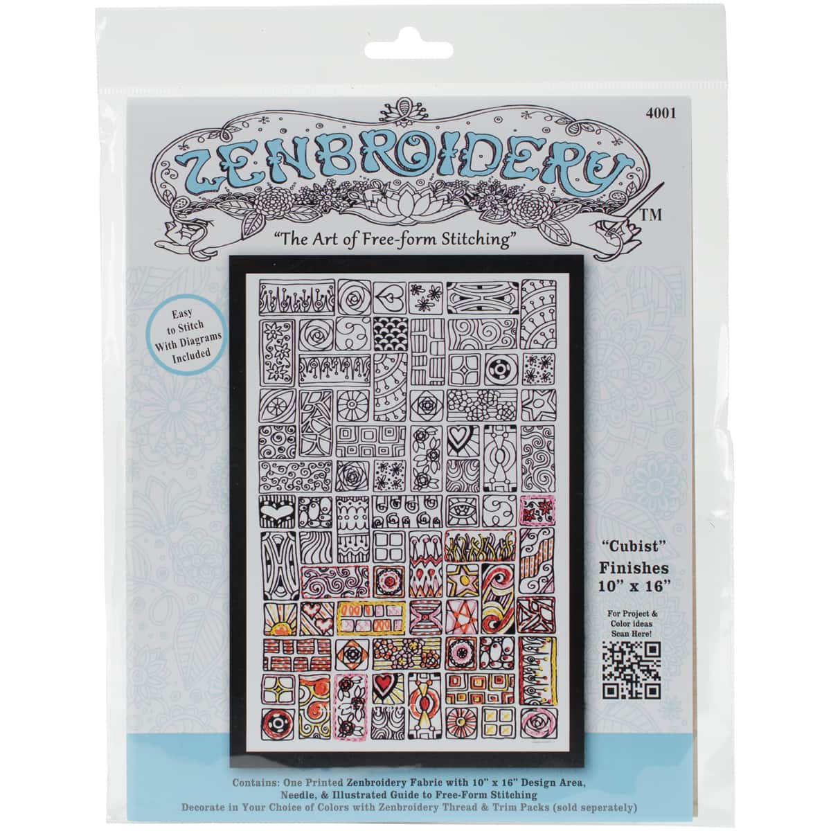 Design Works&#x2122; Zenbroidery Cubist Stamped Embroidery Kit