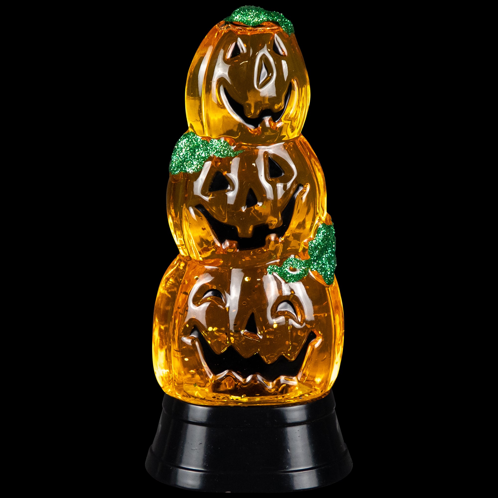 6.5&#x22; Orange LED Stacked Jack O&#x27; Lanterns Halloween Snow Globe