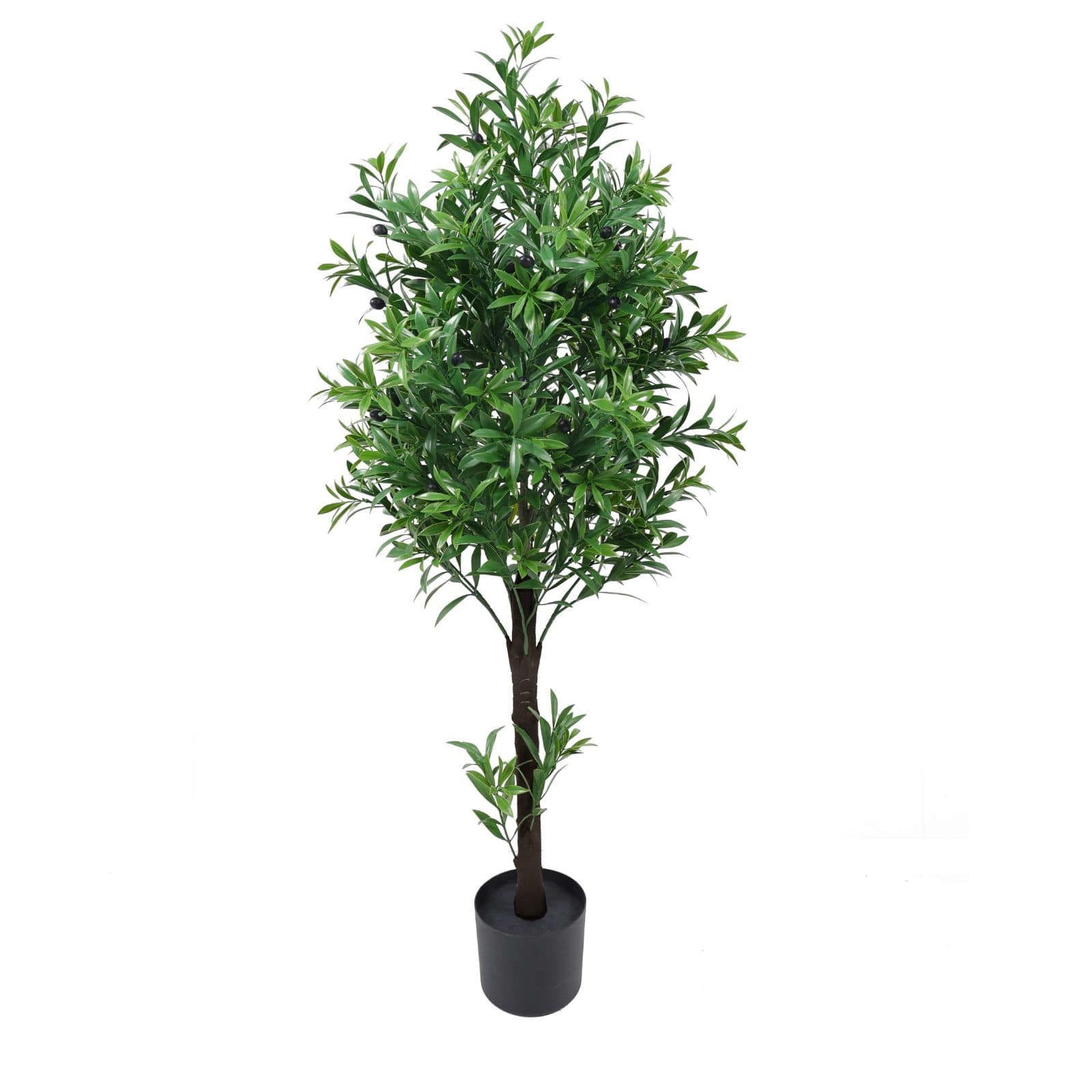 GreenSmart Dekor 4ft. Artificial Olive Tree Plant in Black Pot
