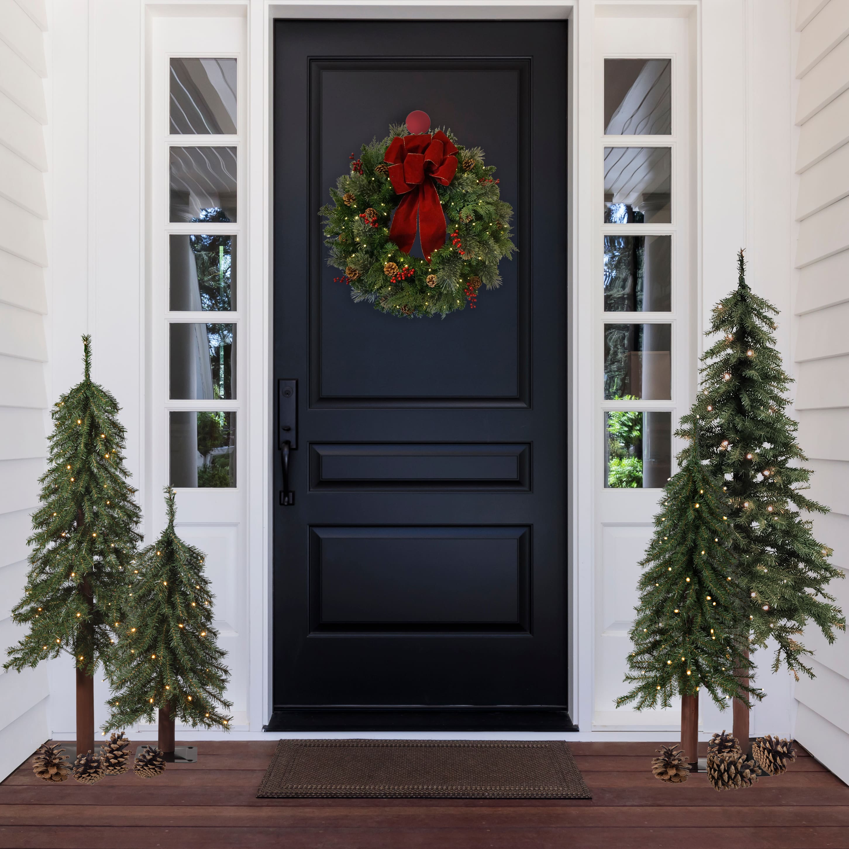 5ft. Pre-Lit Mountain Fir Artificial Christmas Tree with Natural Wood Pole, Soft White LED Lights