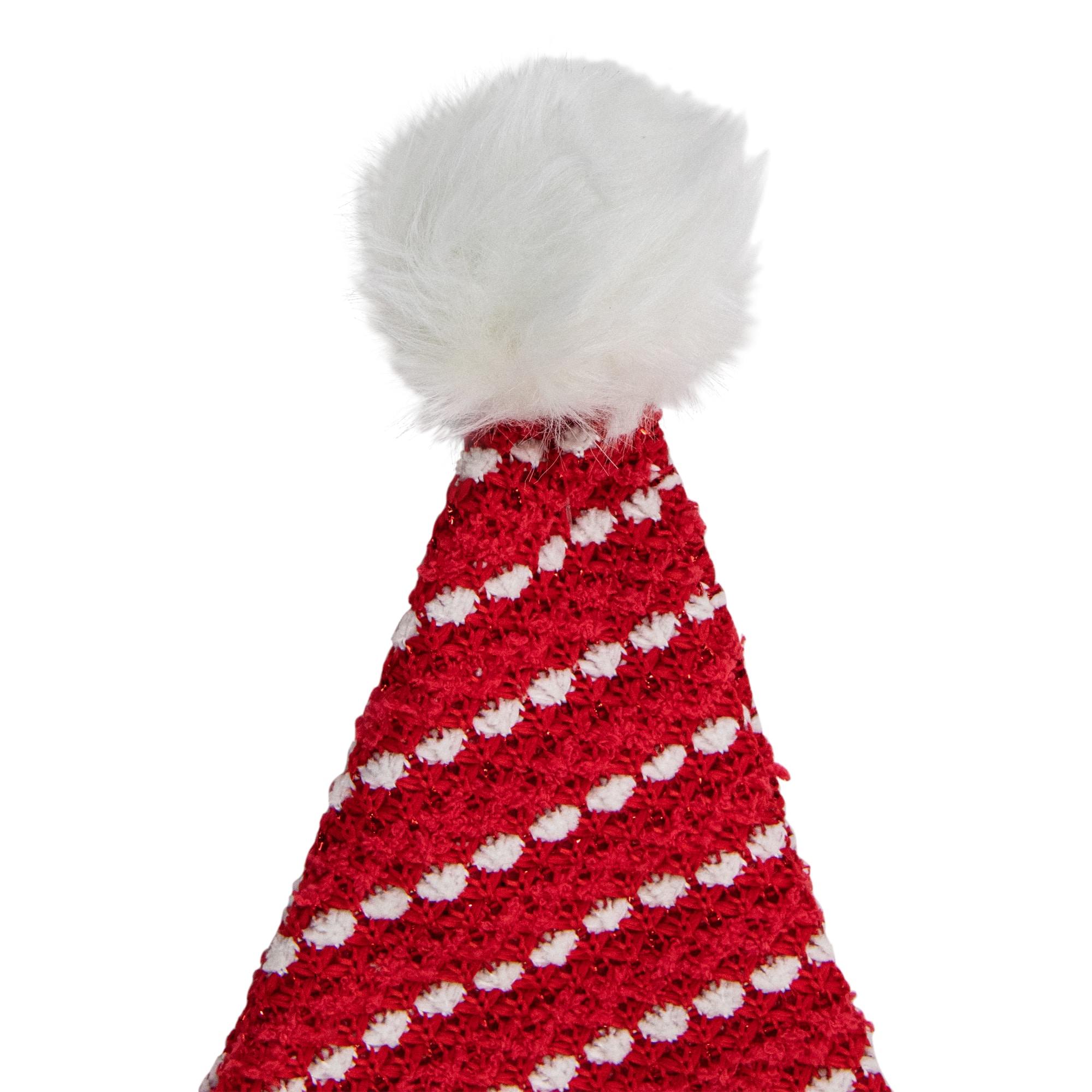 17&#x22; Red &#x26; White Striped Santa Hat with Pom Pom