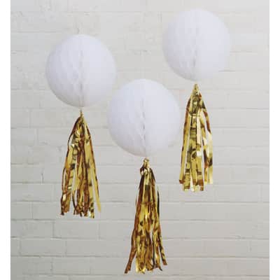 Honeycomb Ball with Tassel Décor, 3ct. by Celebrate It™