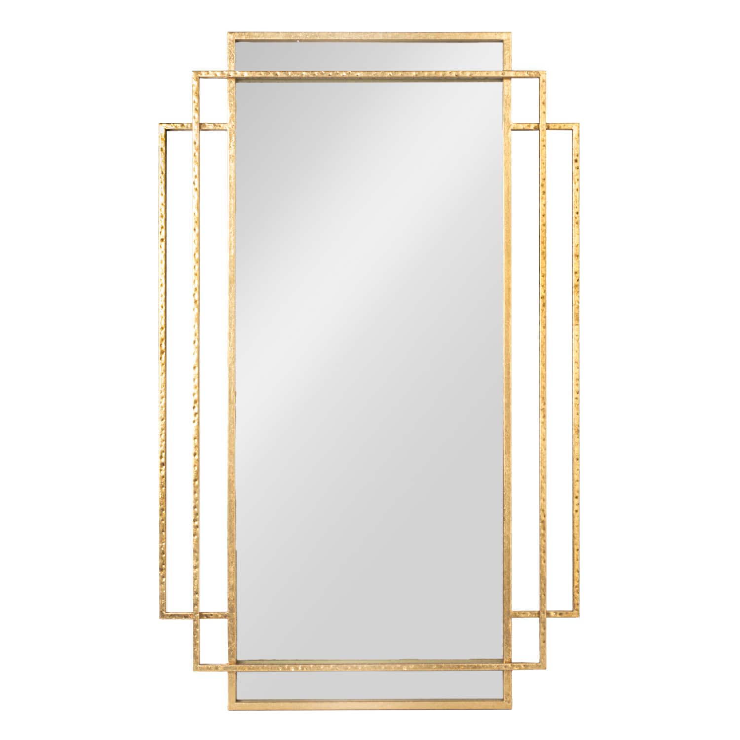 Hello Honey&#xAE; 34.5&#x22; Gold Metal Wall Mirror with Reclaimed Wood Border