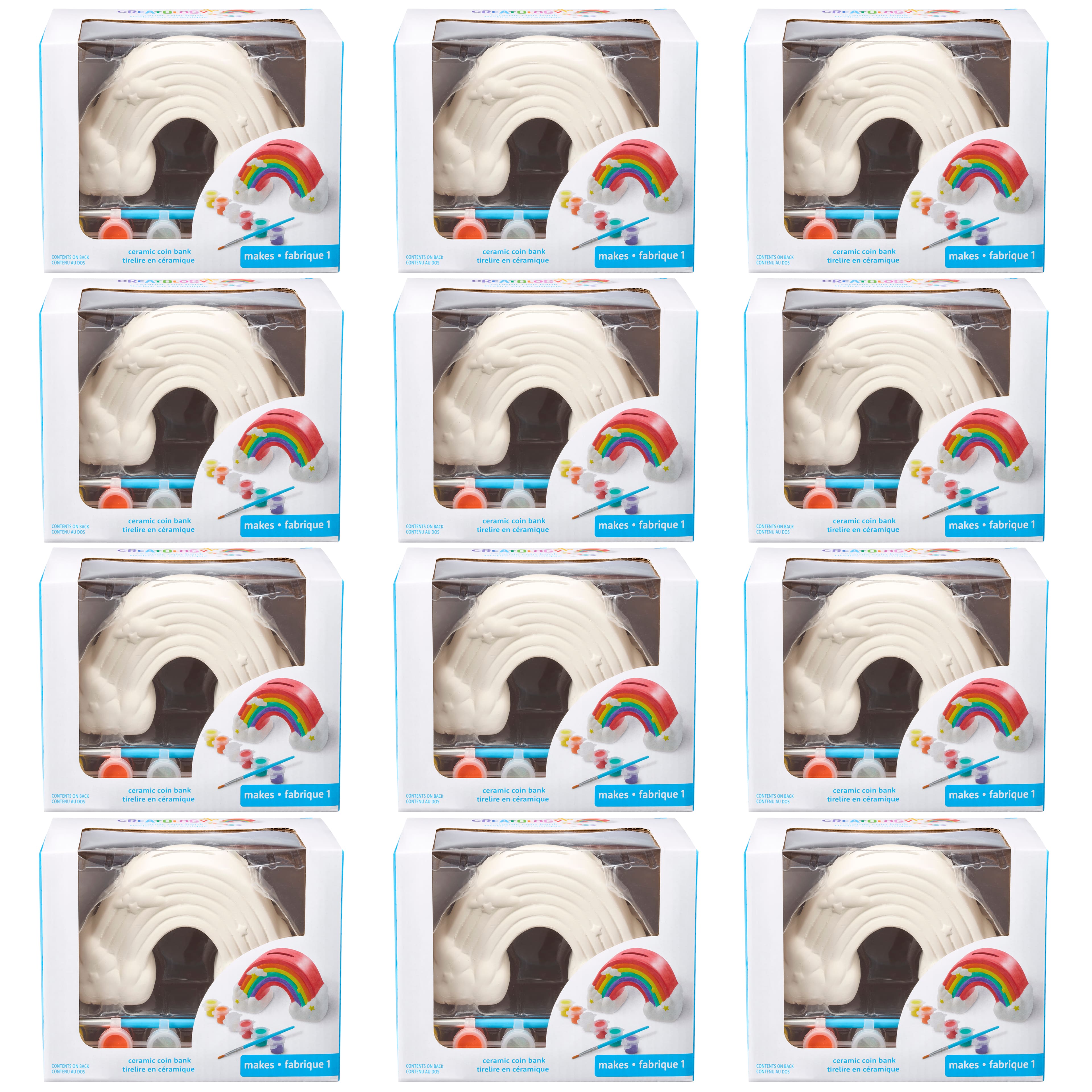 12 Pack: Rainbow 3D Ceramic Bank Kit by Creatology™
