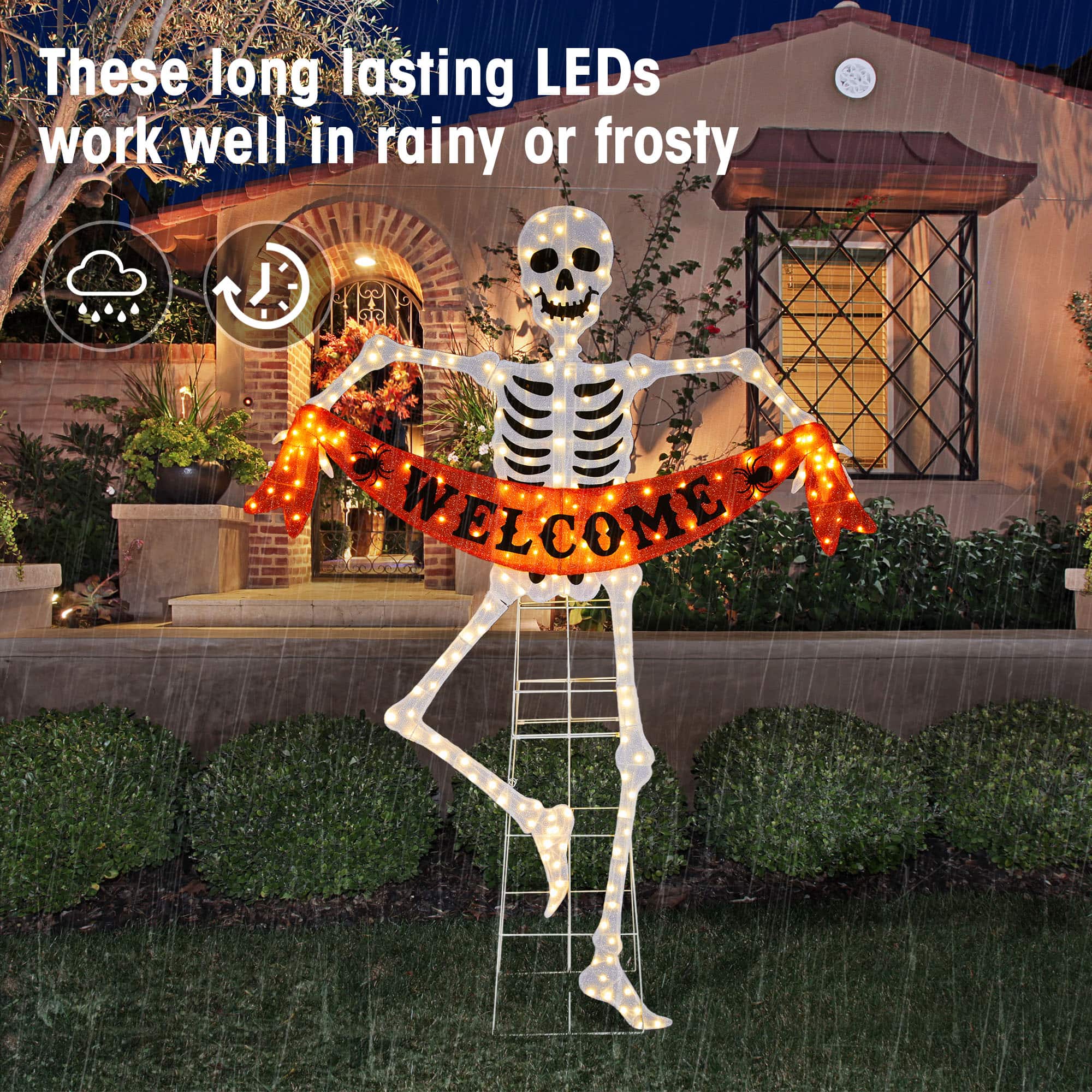 Glitzhome&#xAE; 86.25&#x22;H Lighted Halloween 2.5D Skeleton Outdoor Decor