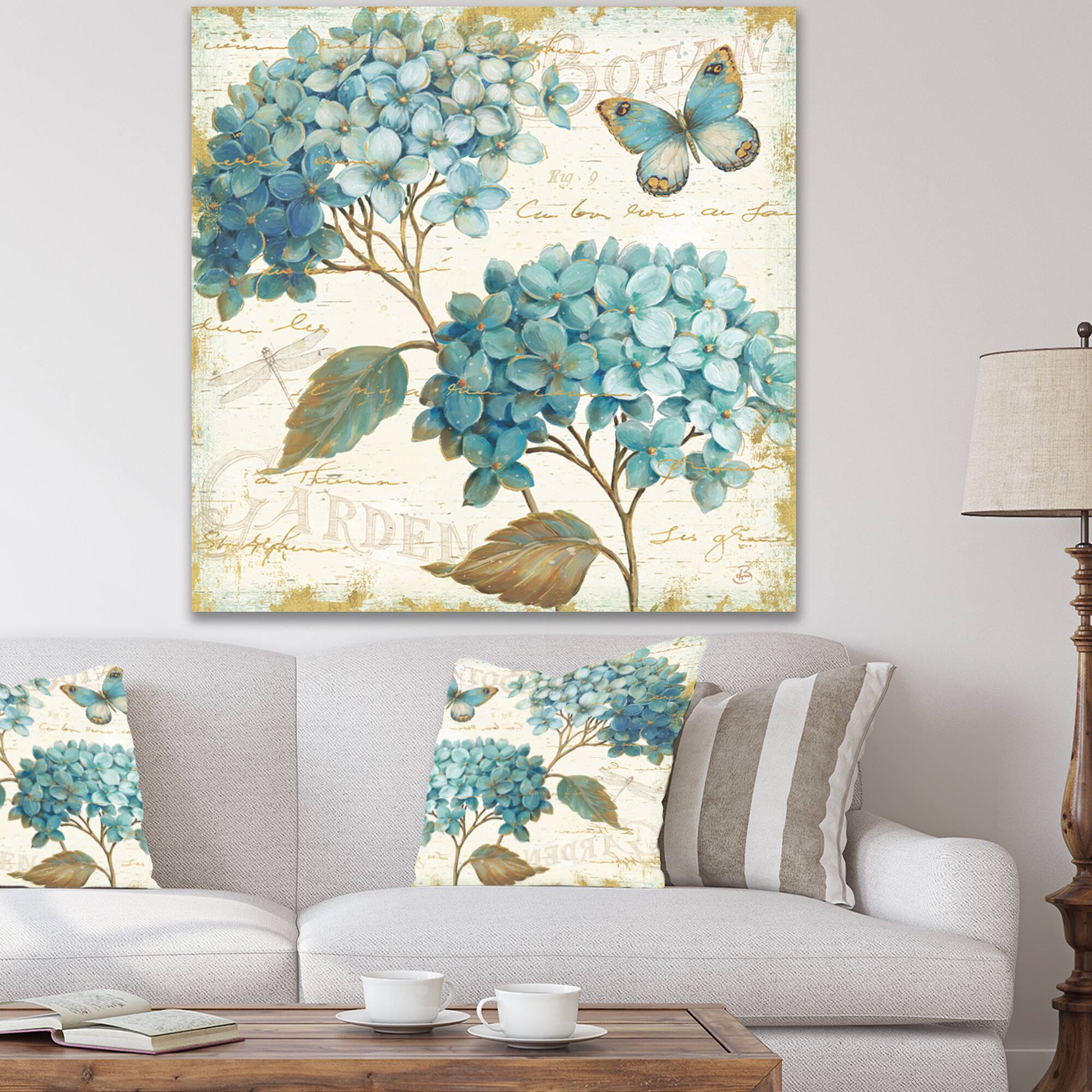 Designart - butterfly Blue Garden I - Farmhouse Canvas Artwork
