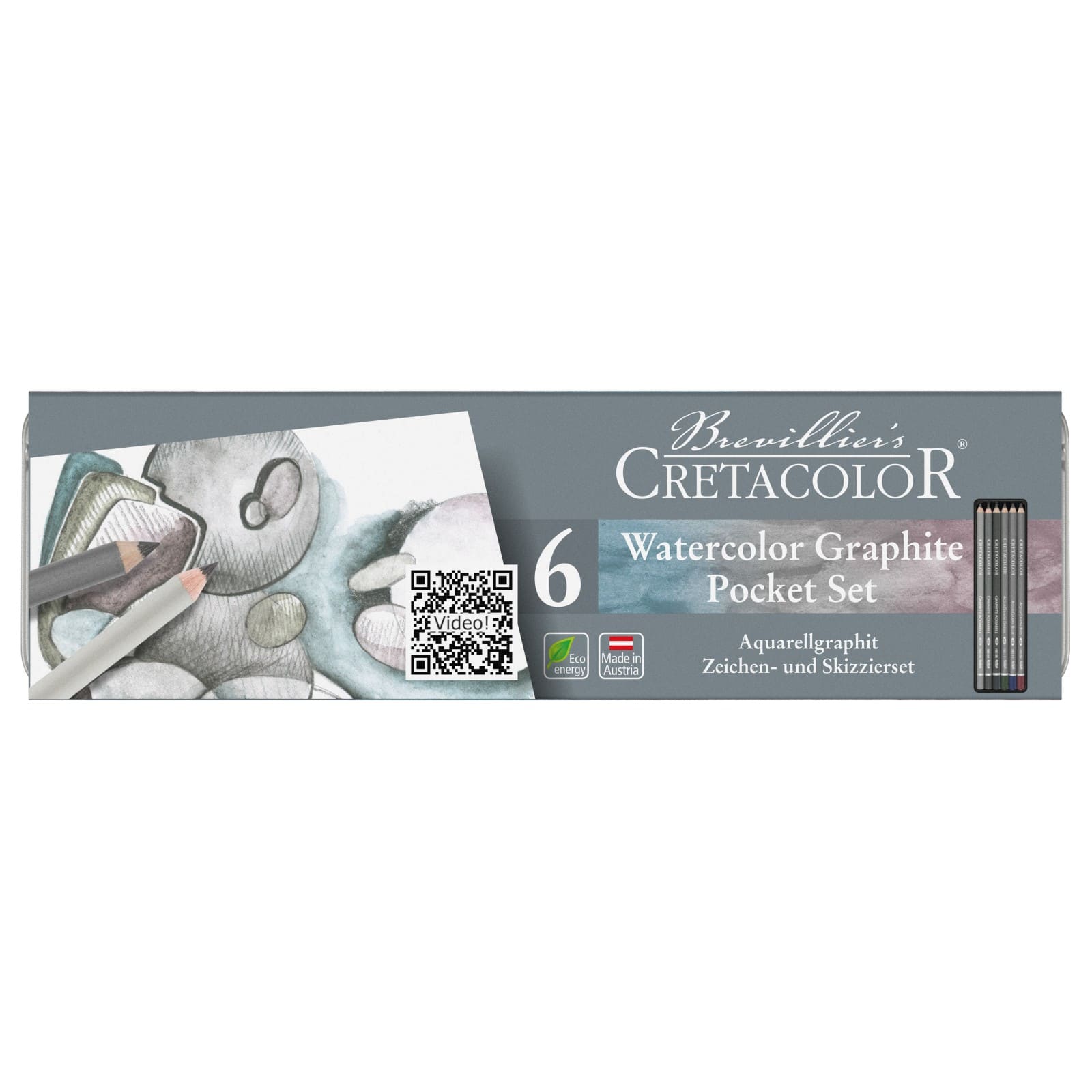 6 Pack: Cretacolor&#xAE; Graphite Water-Soluble Pencil Pocket Set
