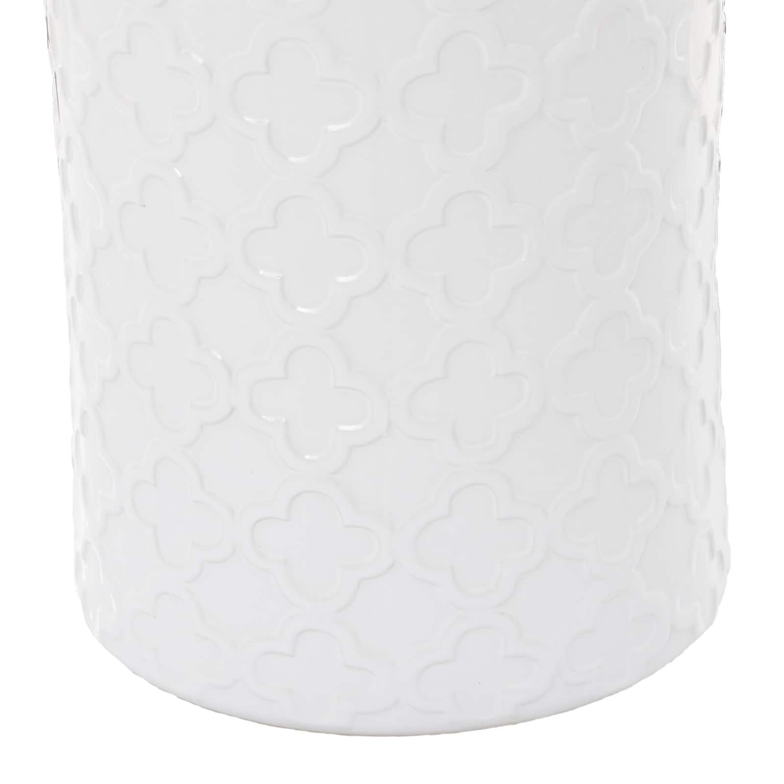 White Ceramic Contemporary Accent Table, 19&#x22; x 13&#x22; x 13&#x22;