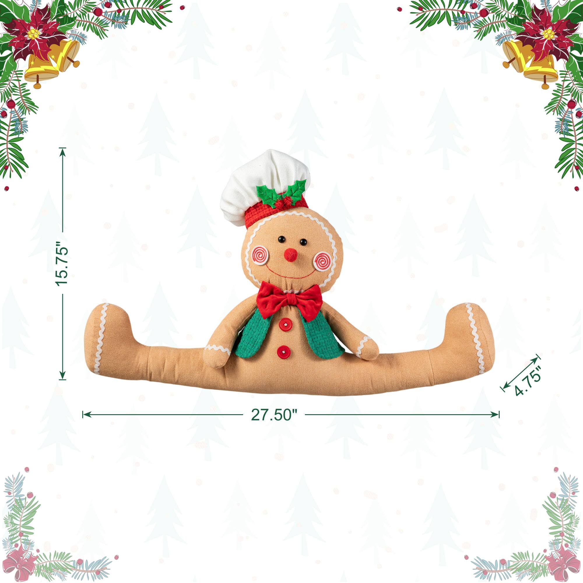Glitzhome&#xAE; 27.5&#x22; Christmas Fabric Gingerbread Man Doorstop