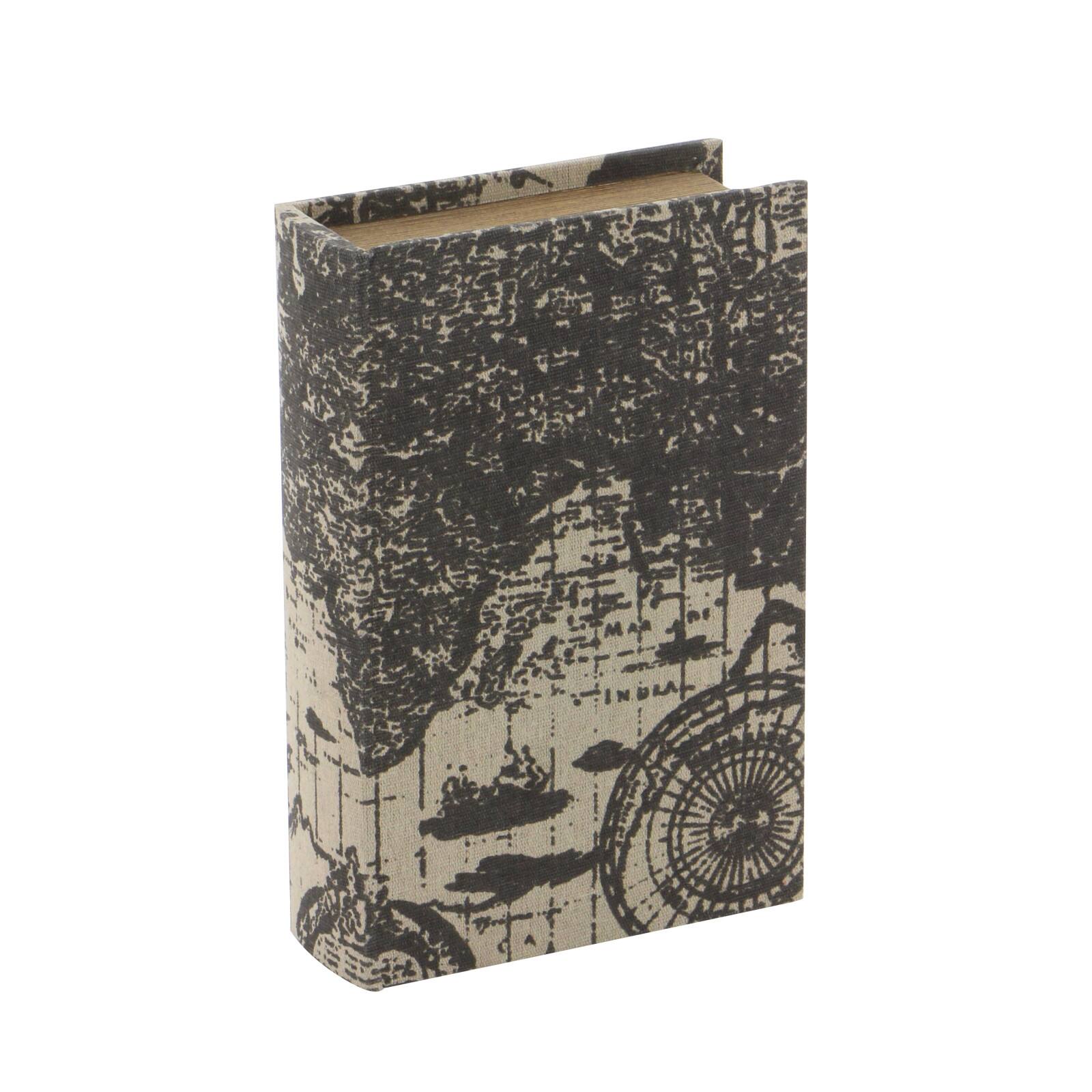 World Map Wooden Traditional Book Box Set