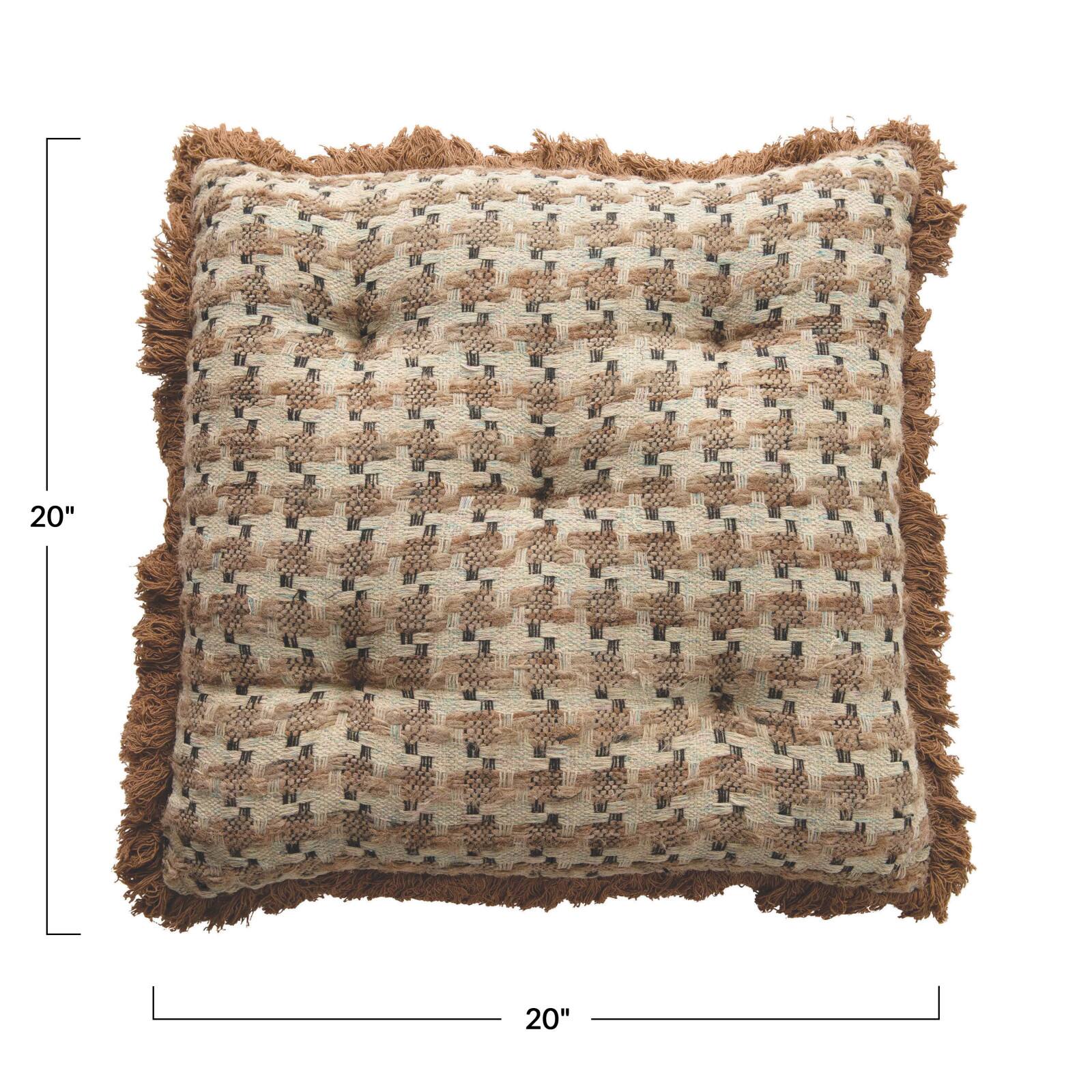 Hello Honey&#xAE; Neutral Houndstooth Throw Pillow with Fringe