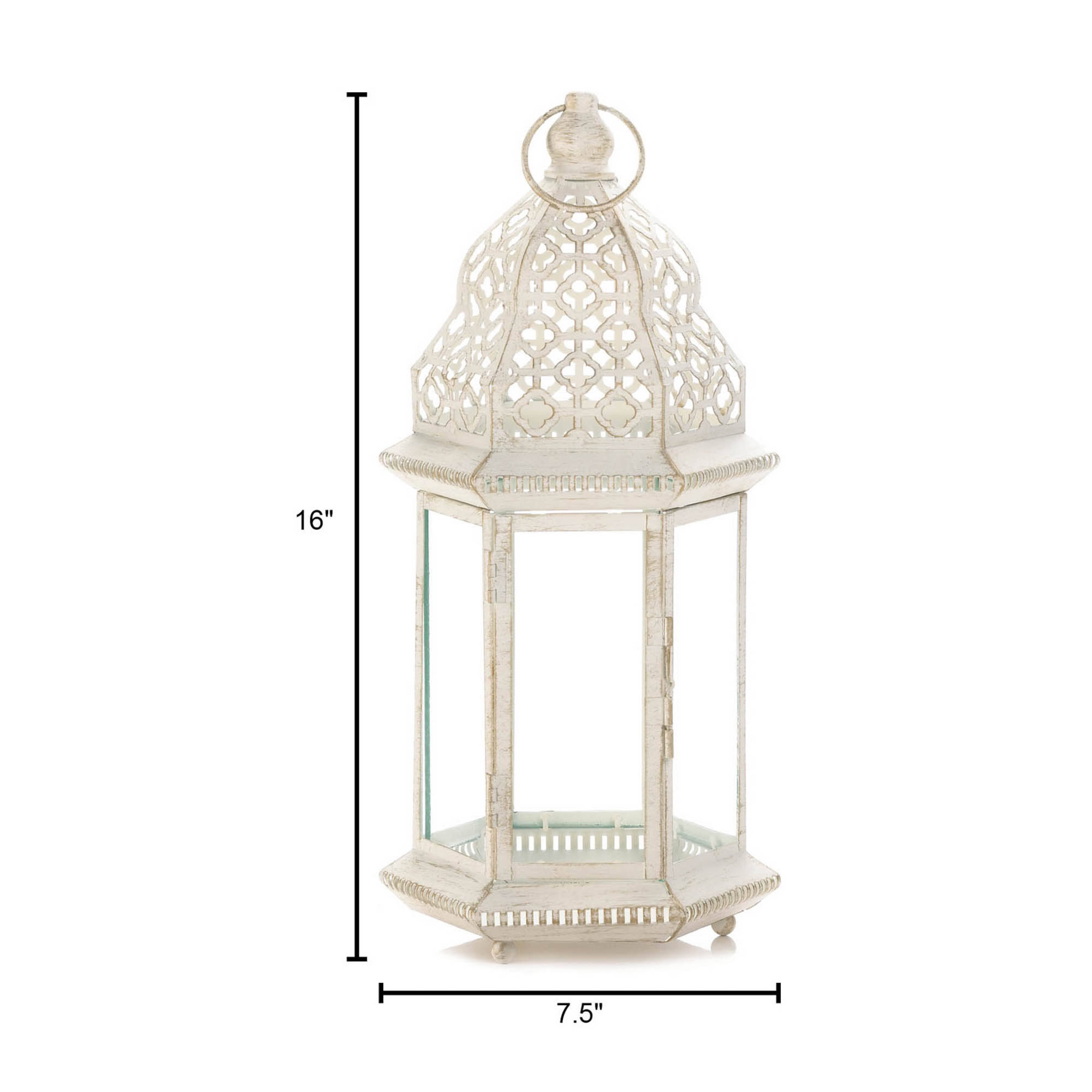 16&#x27;&#x27; Sublime Distressed White Lantern