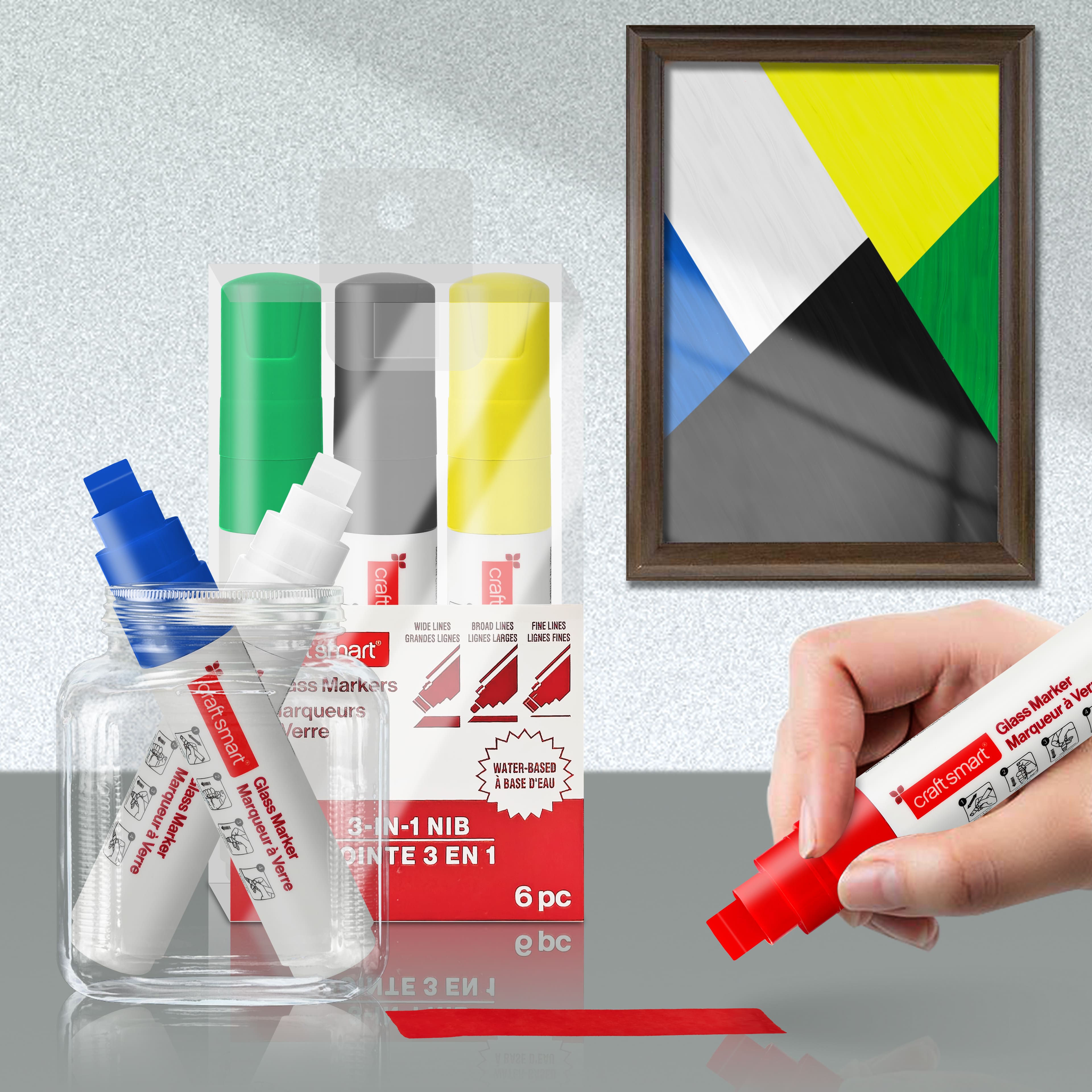 Primary 3-in-1 Nib Glass Markers Set by Craft Smart&#xAE;