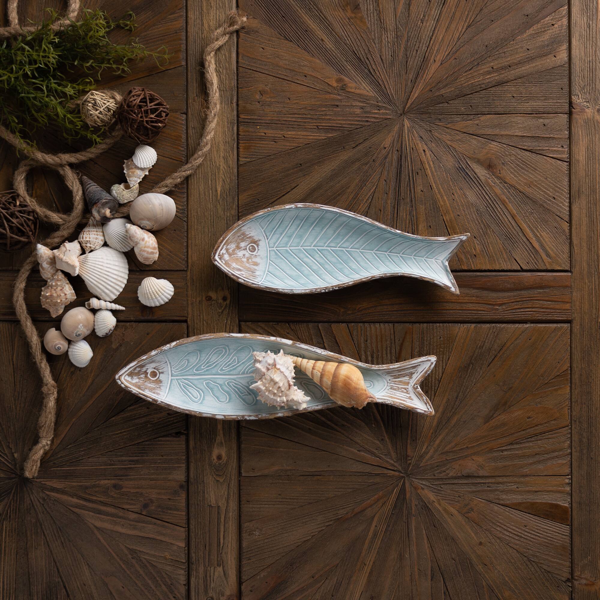 Geometric Etched Fish Plate Set