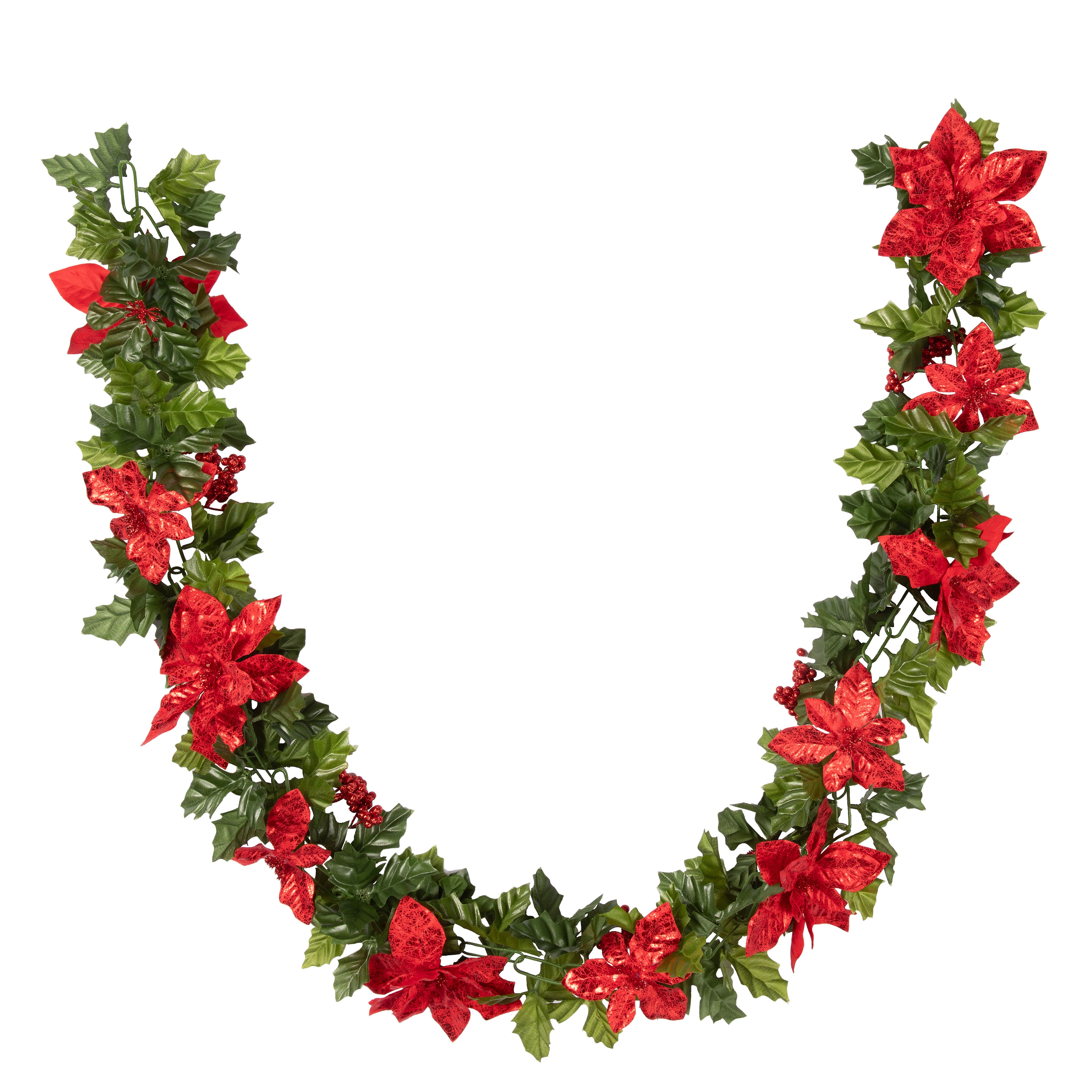 6ft. Poinsettia &#x26; Berry Chain Garland by Ashland&#xAE;