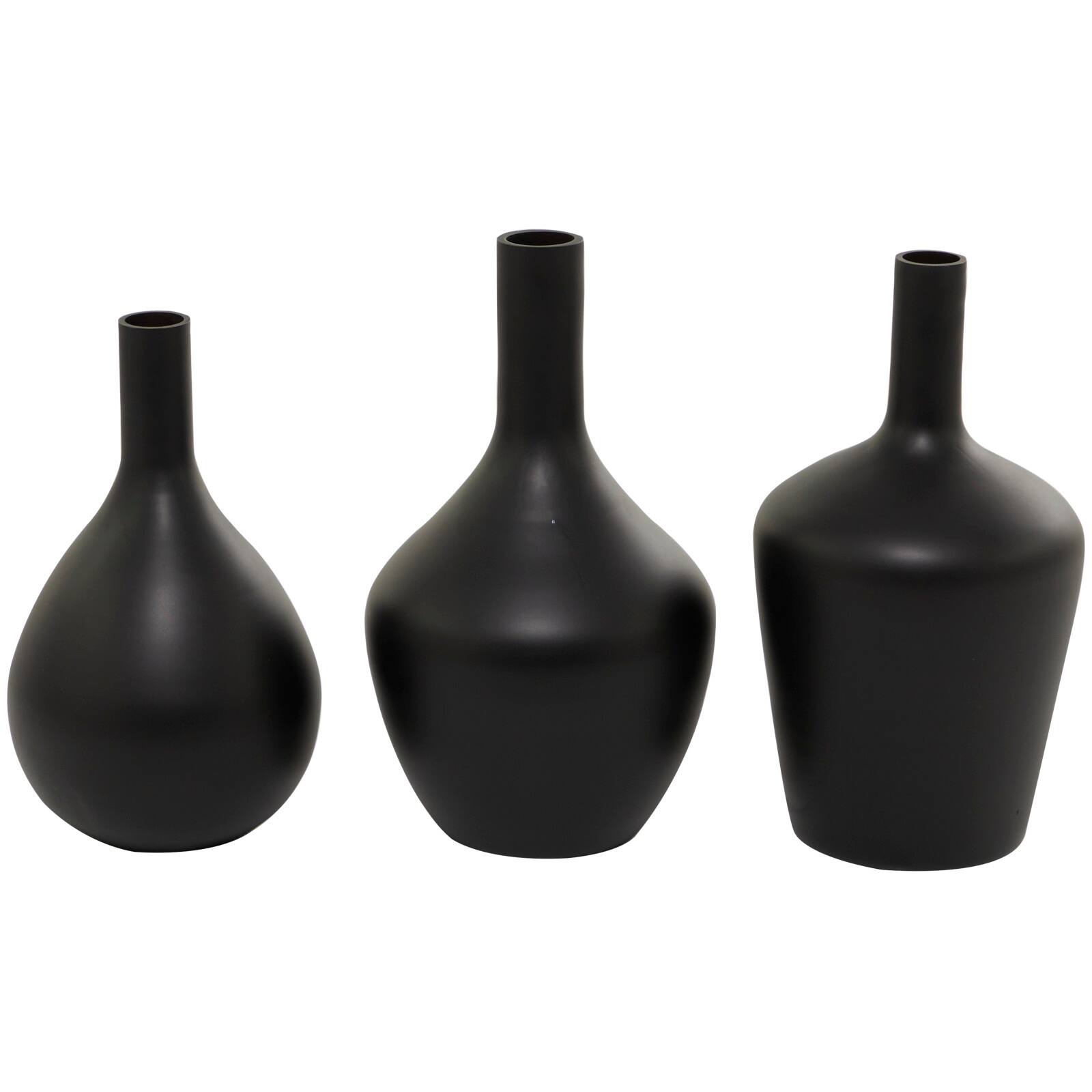 The Novogratz Black Glass Vase Set of 3 14", 13", 12"