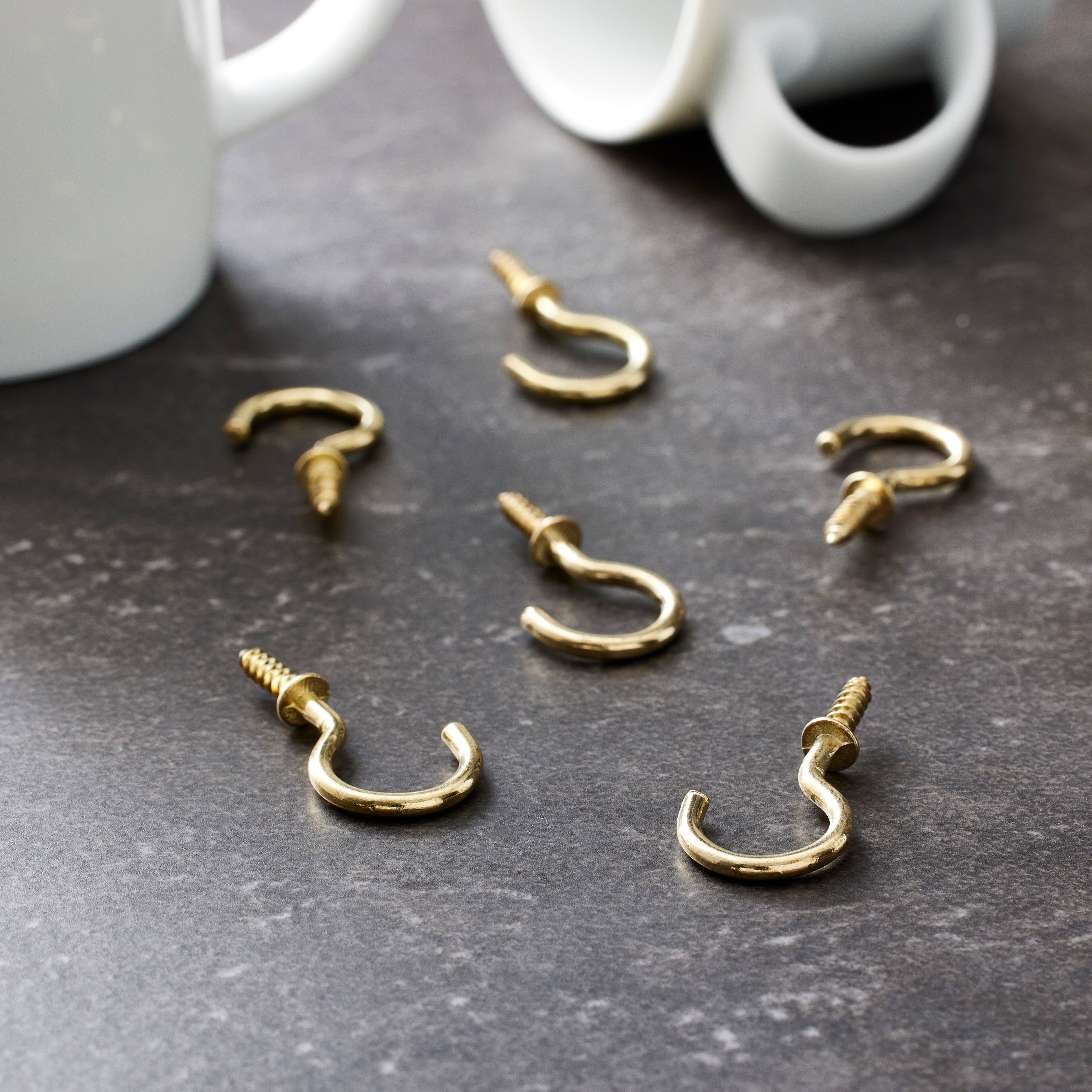 24 Packs: 8 ct. (192 total) 7/8&#x22; Brass Cup Hooks by Studio D&#xE9;cor&#xAE;