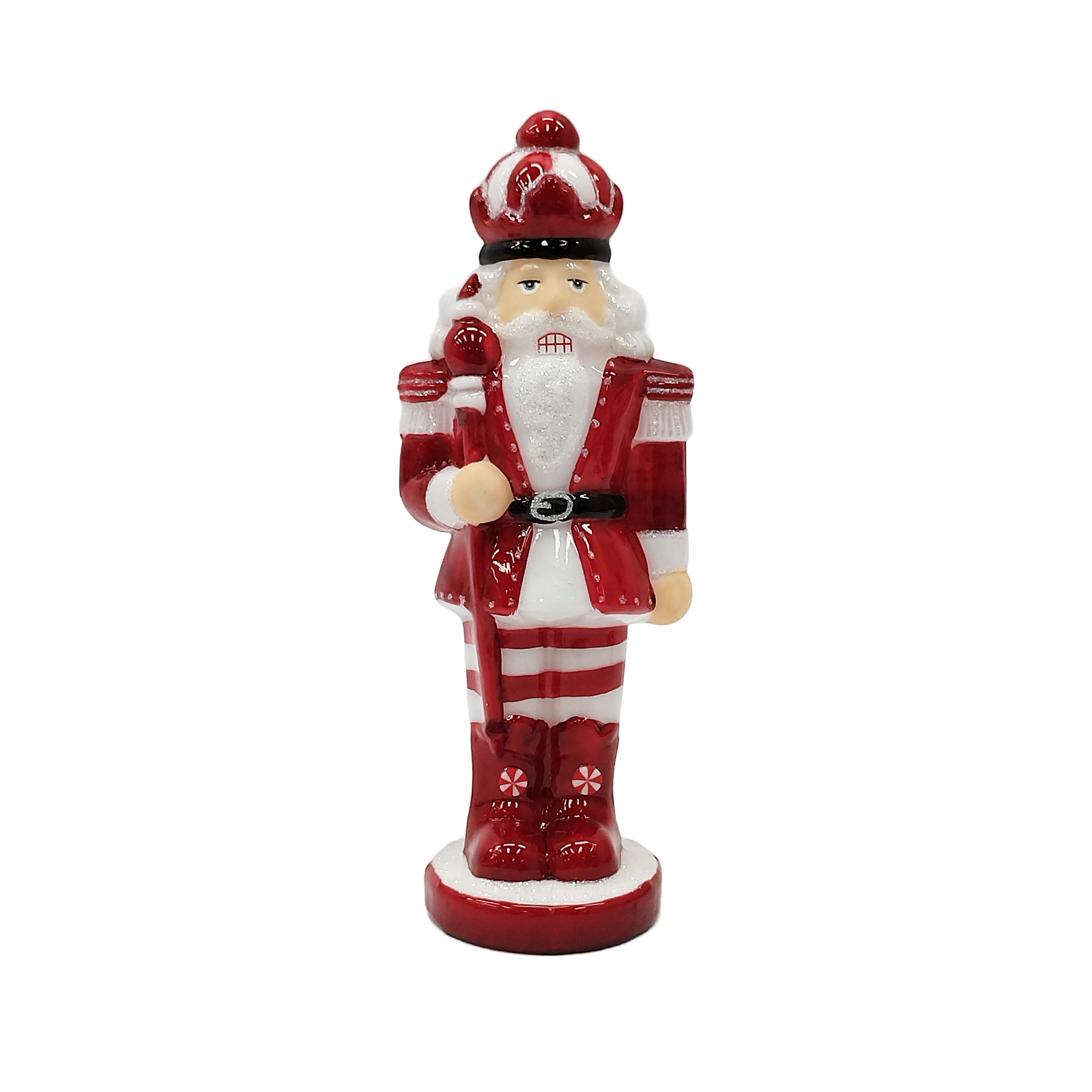 10&#x22; Red &#x26; White Glass Peppermint Nutcracker with Staff by Ashland&#xAE;